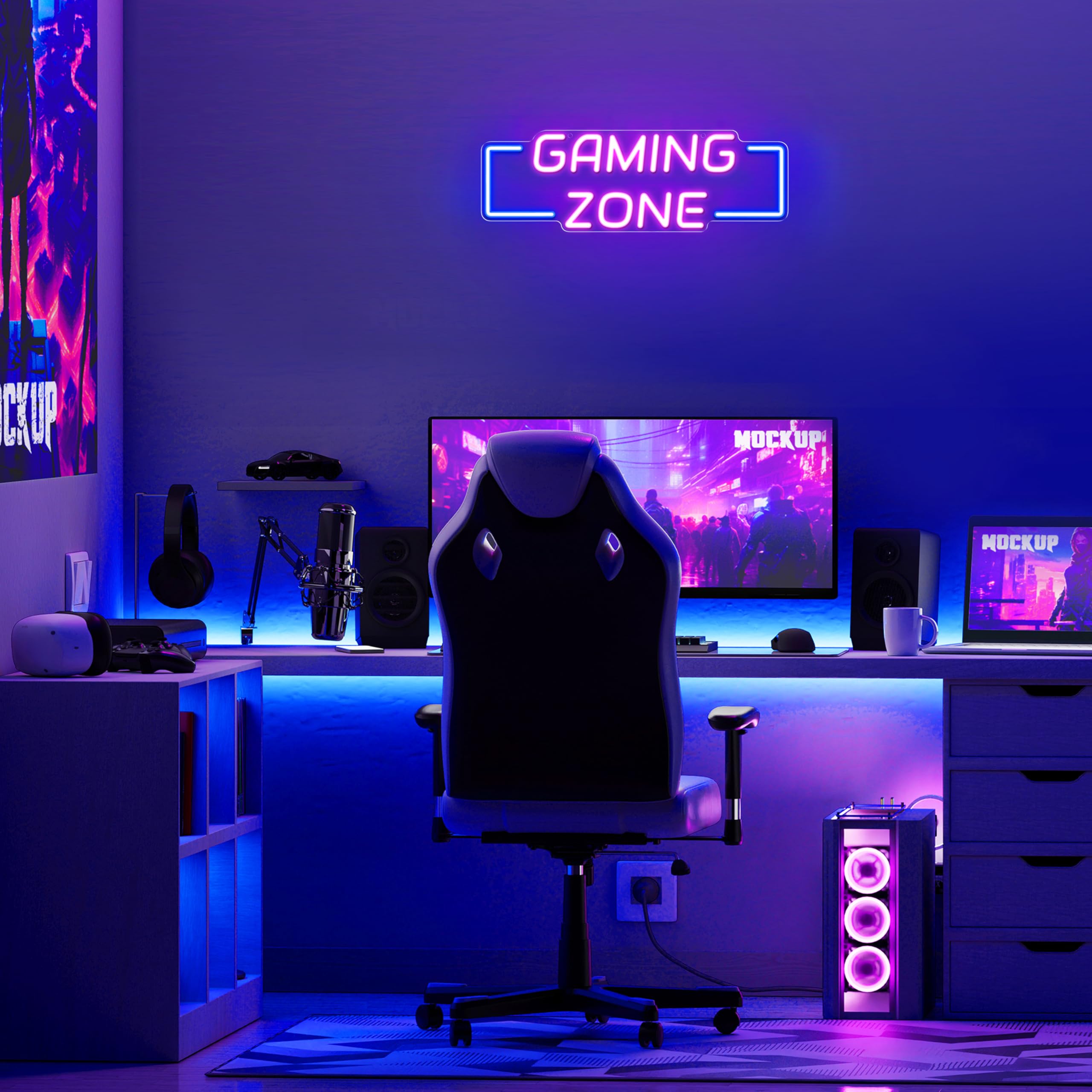Kavaas Gamer Neon Sign, UV Printed Gaming Neon Sign for Gamer Room Decor - LED Video Game Neon Lights for Bedroom Boys, Gaming Wall decor - Best Gamer Gifts for Teenage Boys, Christmas - Flex Gamingproduct_type