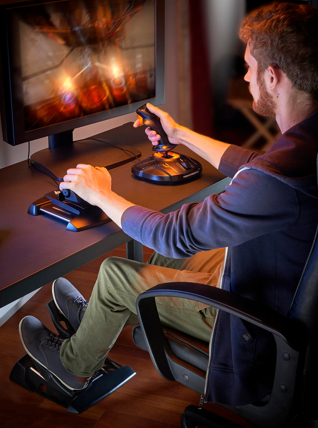 Thrustmaster T16000M FCS Space Sim Duo Combat Flight Sim Joystick - PC | Dual Hall-Effect sticks, 32 programable buttons, weighted bases, 8-way hat switch, 4 axes, twist rudder, integrated throttle - Flex Gamingproduct_type