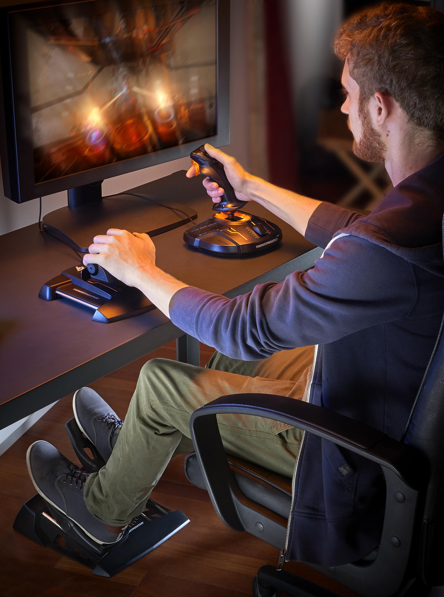 Thrustmaster T16000M FCS Space Sim Duo Combat Flight Sim Joystick - PC | Dual Hall-Effect sticks, 32 programable buttons, weighted bases, 8-way hat switch, 4 axes, twist rudder, integrated throttle - Flex Gamingproduct_type