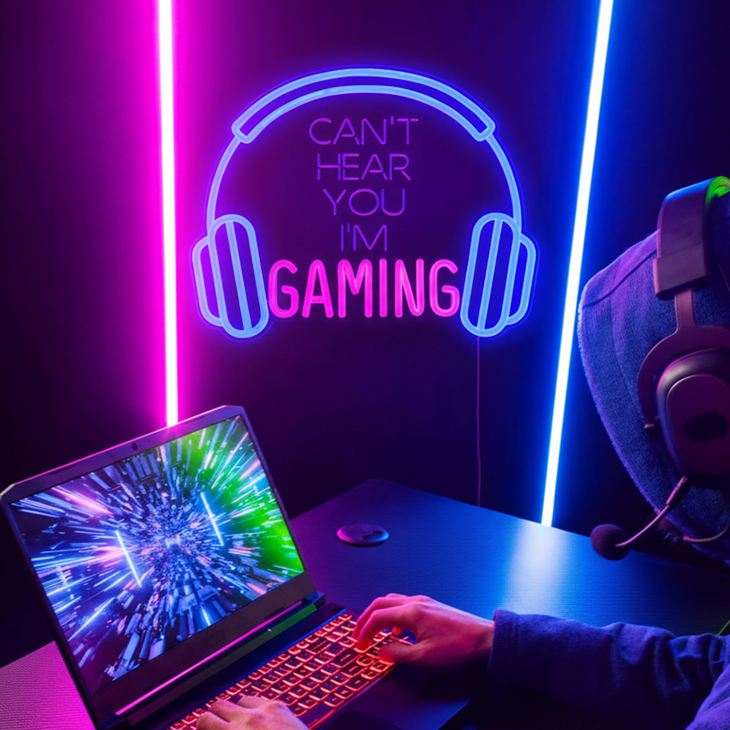 Kavaas Gamer Neon Sign, UV Printed Gaming Neon Sign for Gamer Room Decor - LED Video Game Neon Lights for Bedroom Boys, Gaming Wall decor - Best Gamer Gifts for Teenage Boys, Christmas - Flex Gamingproduct_type