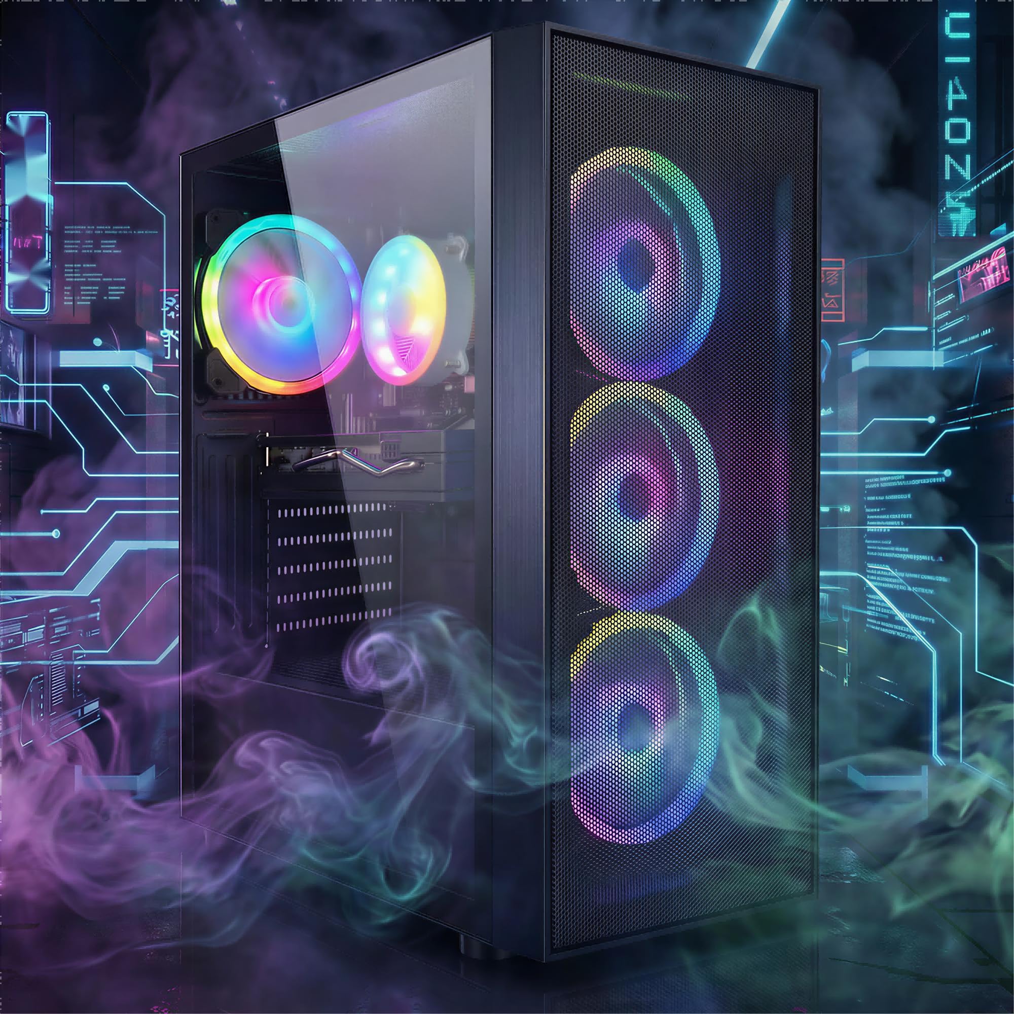 STGAubron Gaming PC Desktop Computer, Intel Core i7 up to 3.9GHz, Radeon RX 580 8G, 16G RAM, 512G SSD, WiFi 6, BT 5.0, RGB Fan x4, Windows 11 Home - Flex Gamingproduct_type