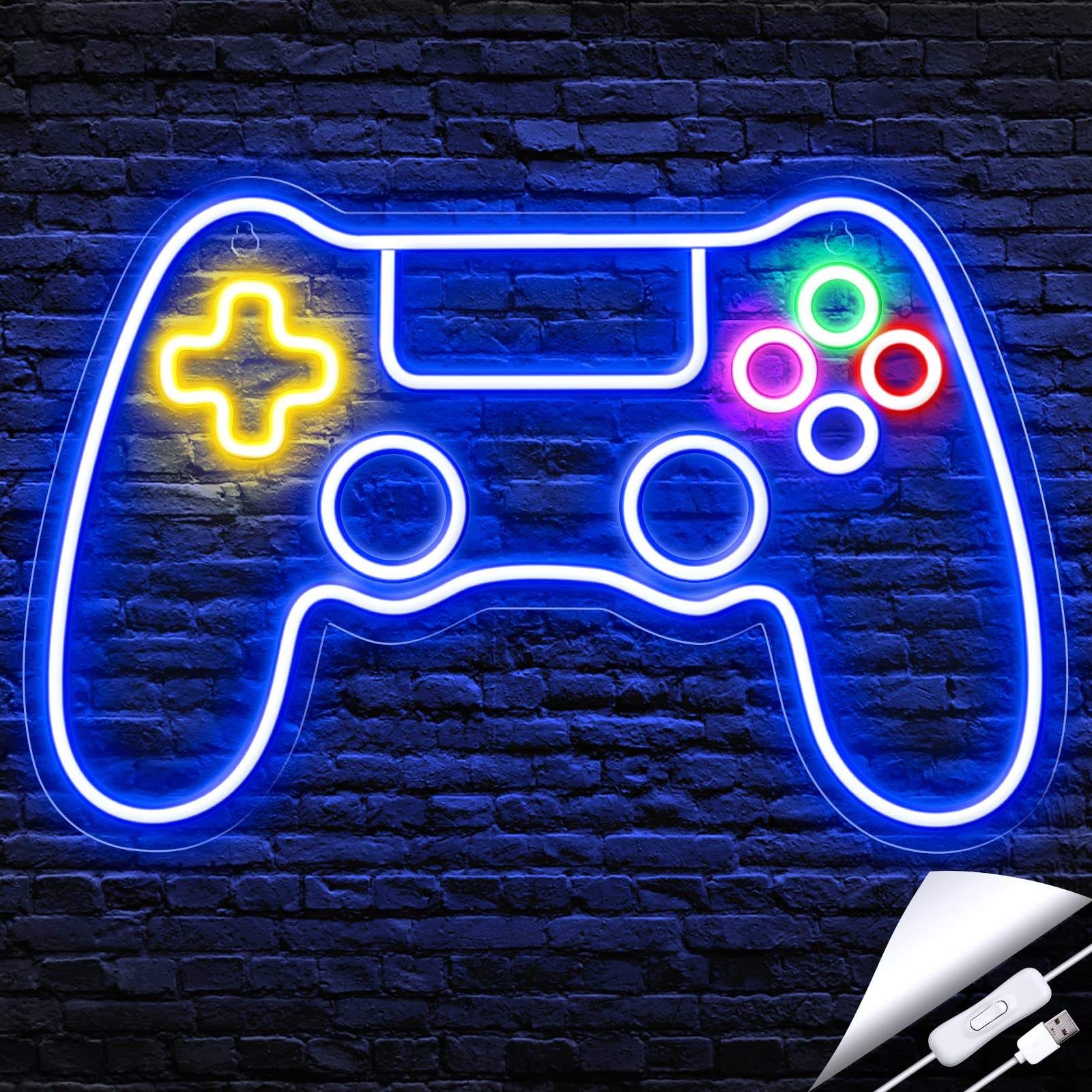 Kavaas Gamer Neon Sign, UV Printed Gaming Neon Sign for Gamer Room Decor - LED Video Game Neon Lights for Bedroom Boys, Gaming Wall decor - Best Gamer Gifts for Teenage Boys, Christmas - Flex Gamingproduct_type