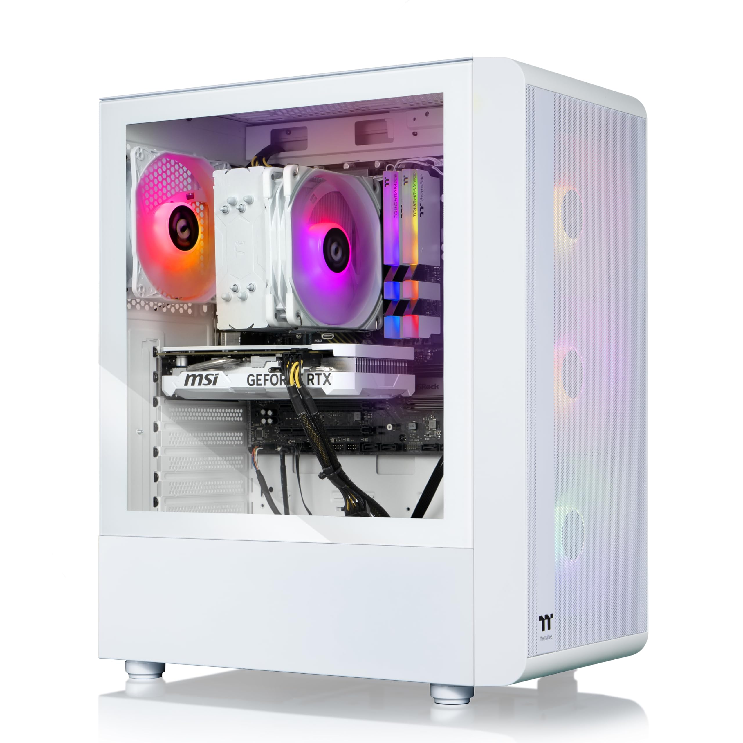 Thermaltake LCGS Quartz i1460 Gaming Desktop (Intel Core™ i5-14400F, ToughRam DDR4 3600Mhz 16GB RGB Memory, NVIDIA GeForce® RTX 5060, 1TB NVMe M.2, WiFi, Windows 11) S2QT-B760-560-LCS - Flex Gamingproduct_type