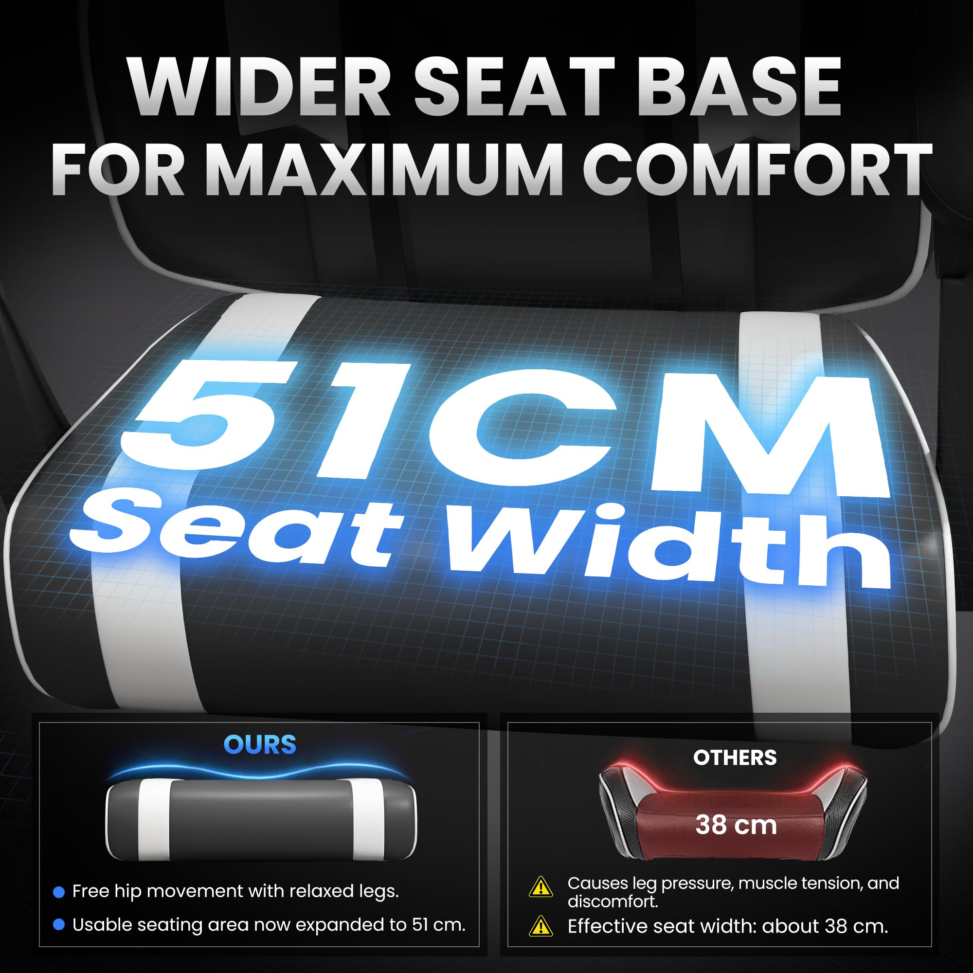 Gaming Chair for Adults Gamer Game Ergonomic PC Chair, 7-Point Support | Pocket Springs & Foam,51cm Wide Seat,Sync Armrests, 90°-135° Backrest, PU Leather, Black and White, 400lbs Load - Flex Gamingproduct_type