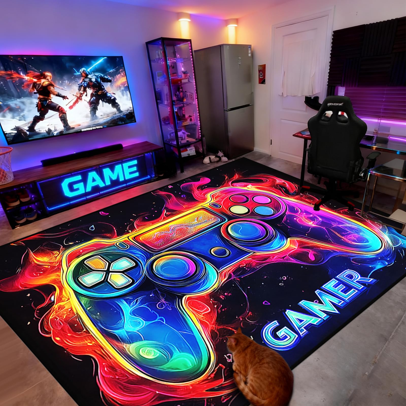 Video Game Shaped Carpet Rug - Gamepad Shaped Area Rug for Boys Bedroom Gaming Themed Area Rugs Kids Boys Gaming Room Decor, 4.5x6 Feet - Flex Gamingproduct_type