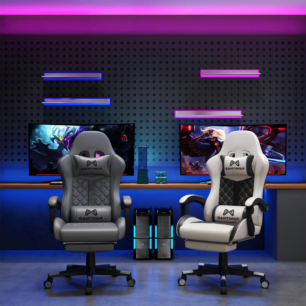 Gamtimer Gaming Chair, 400 LB Weight Capacity,with Pocket Spring Cushion | Ergonomic Backrest Office Chair,Leather, with Headrest and Lumbar Support, Footrest, Suitable for Adults(Blue) - Flex Gamingproduct_type