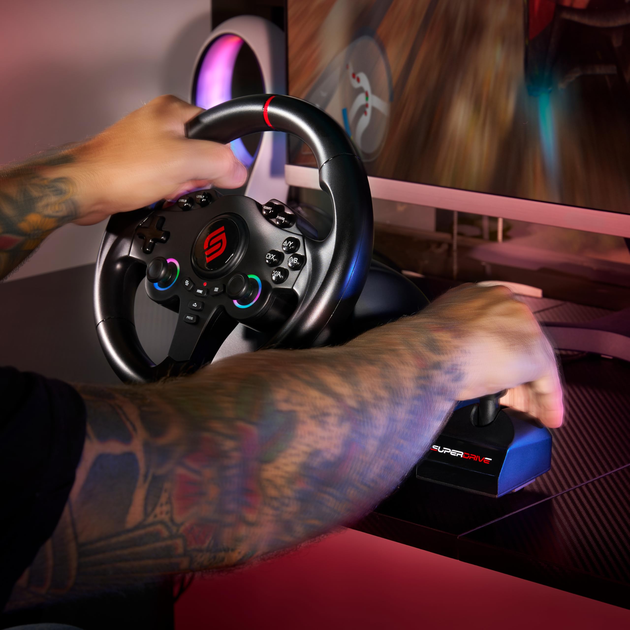 SUBSONIC - Superdrive SV250 Racing Wheel Switch 2/Switch PS4 PC Xbox Series | Steering Wheel with Pedals and Paddles - Vibration - 3 Sensitivity Modes - Diameter 22 cm, Rotation 180° - Flex Gamingproduct_type