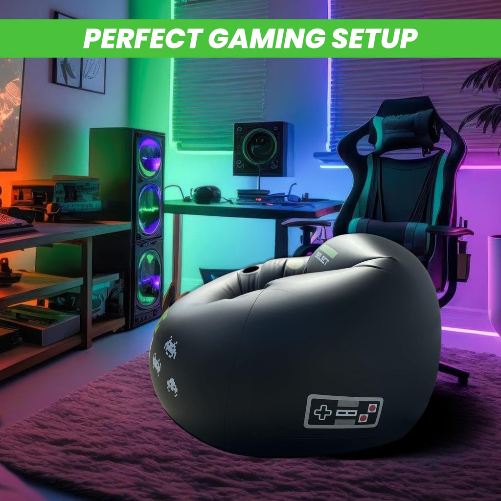 Inflatable Gaming Chair for Kids & Teens with Cup Holders and Side Pocket - This Air Gaming Bean Bag Chairs for kids is The Perfect Furniture for Gamer Room Decor - Perfect Gaming Stuff for boys 4-12 - Flex Gamingproduct_type