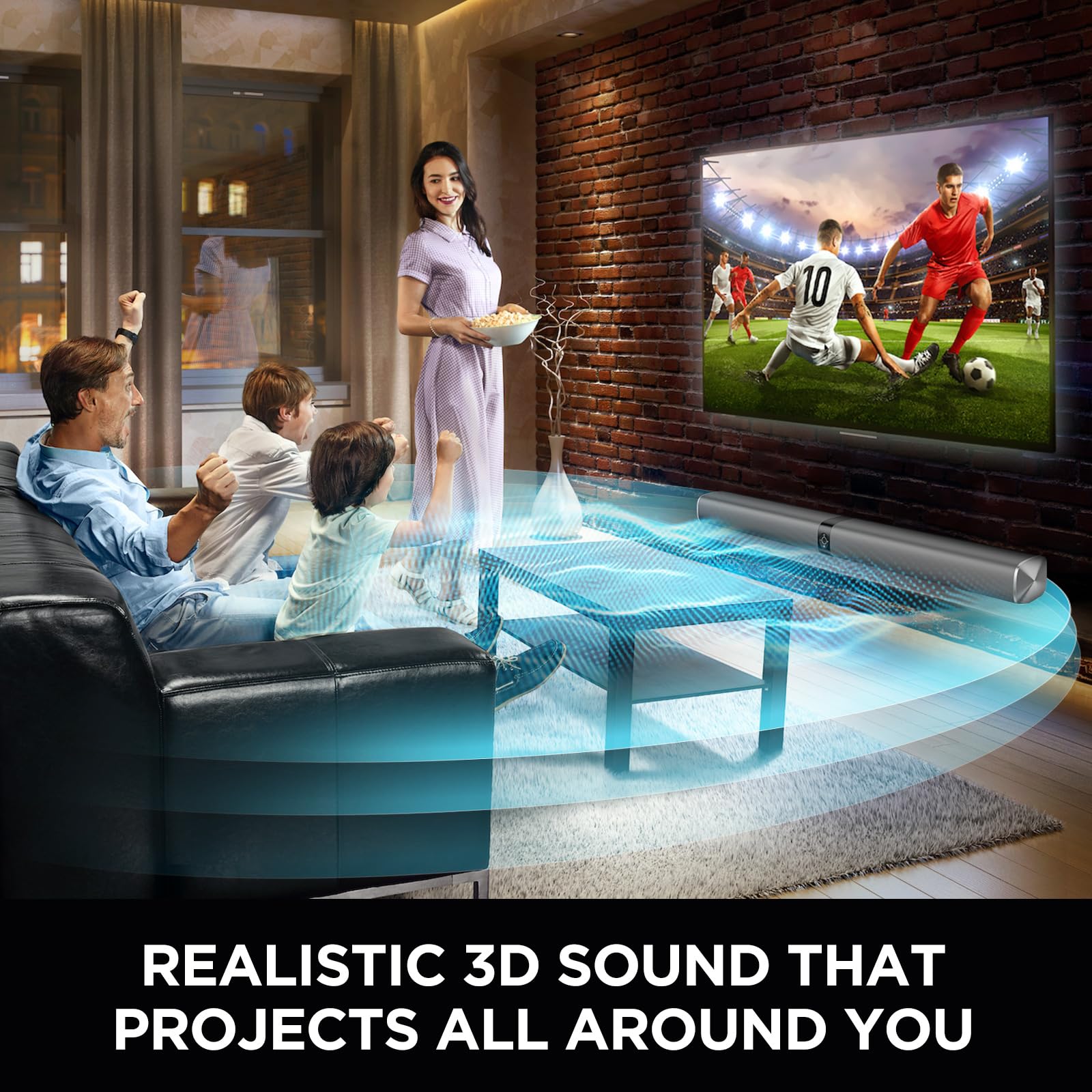 Sound Bar for Smart TV, Soundbar with Bluetooth/ARC/Opt/AUX Connect, Auto Volume Boost, 3 Equalizer Modes, 2 in 1 Detachable Soundbar for TV/PC/Gaming/Projectors - Flex Gamingproduct_type