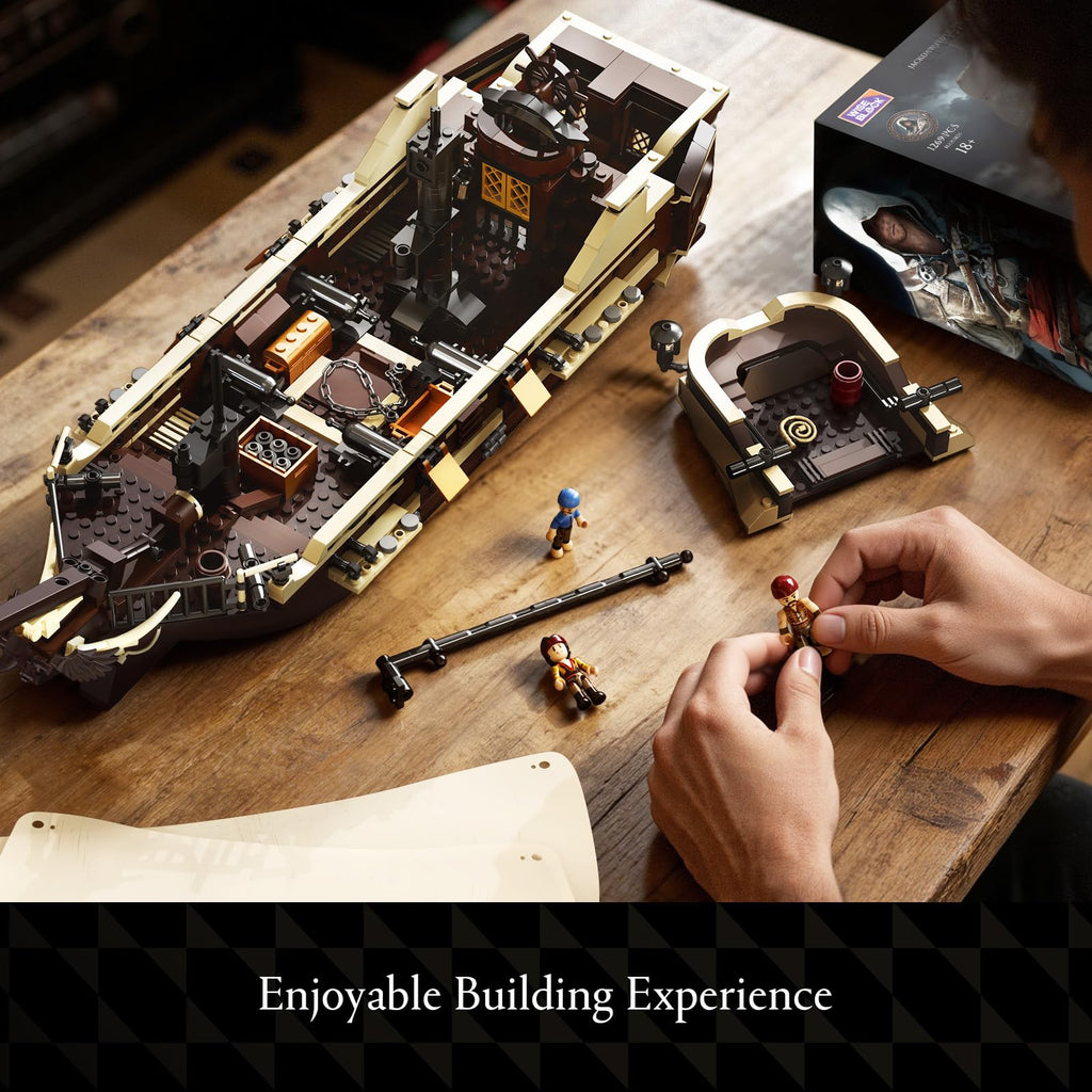 Wise Block Assassin's Creed Black Flag Jackdaw (Epic Warship Edition) Building Set - Collectible Pirate Ship Model Kit with 8 Minifigures & Display Base, Building Block Gift for Adults 18+, HA395107 - Flex Gamingproduct_type