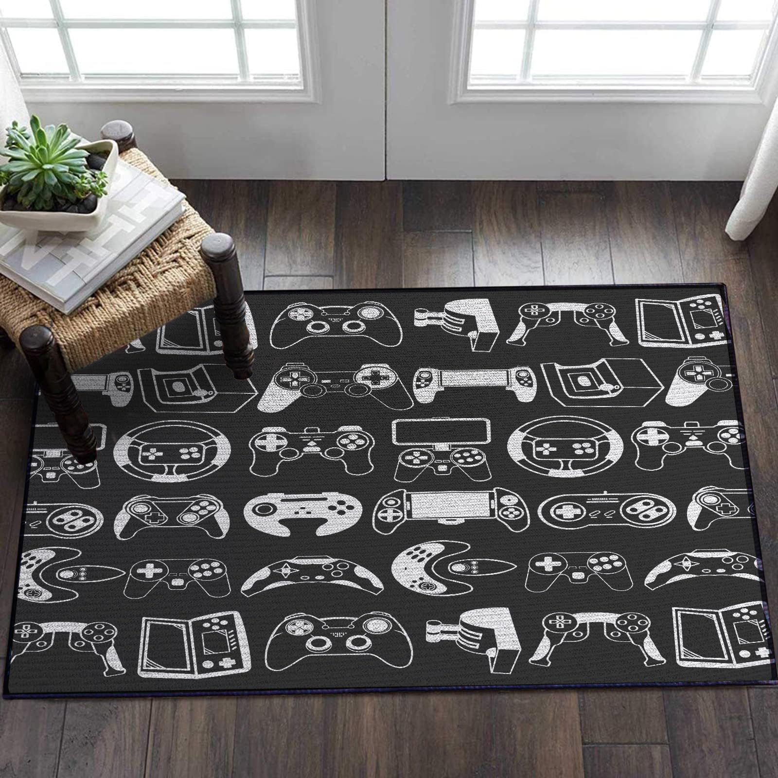 Sunnycitron Gaming Area Rugs Gamer Player Rug for Boys Room Decor Teens 3D Video Game Controller Mat for Bedroom Playroom Carpet Red (59"x39") - Flex Gamingproduct_type