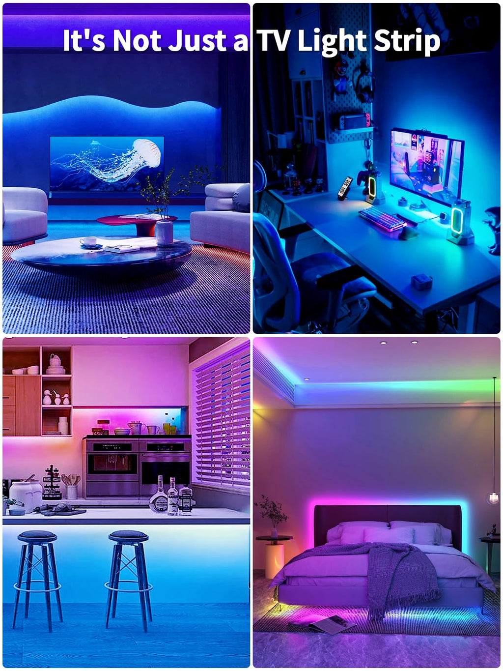 KANTUTOE LED Lights for TV, 19.68ft LED Backlights for 65-80in TV, RGB TV Backlight with Music Sync Bluetooth APP and Remote Control TV Lights Strip USB Powered LED Lights for Bedroom, Gaming - Flex Gamingproduct_type