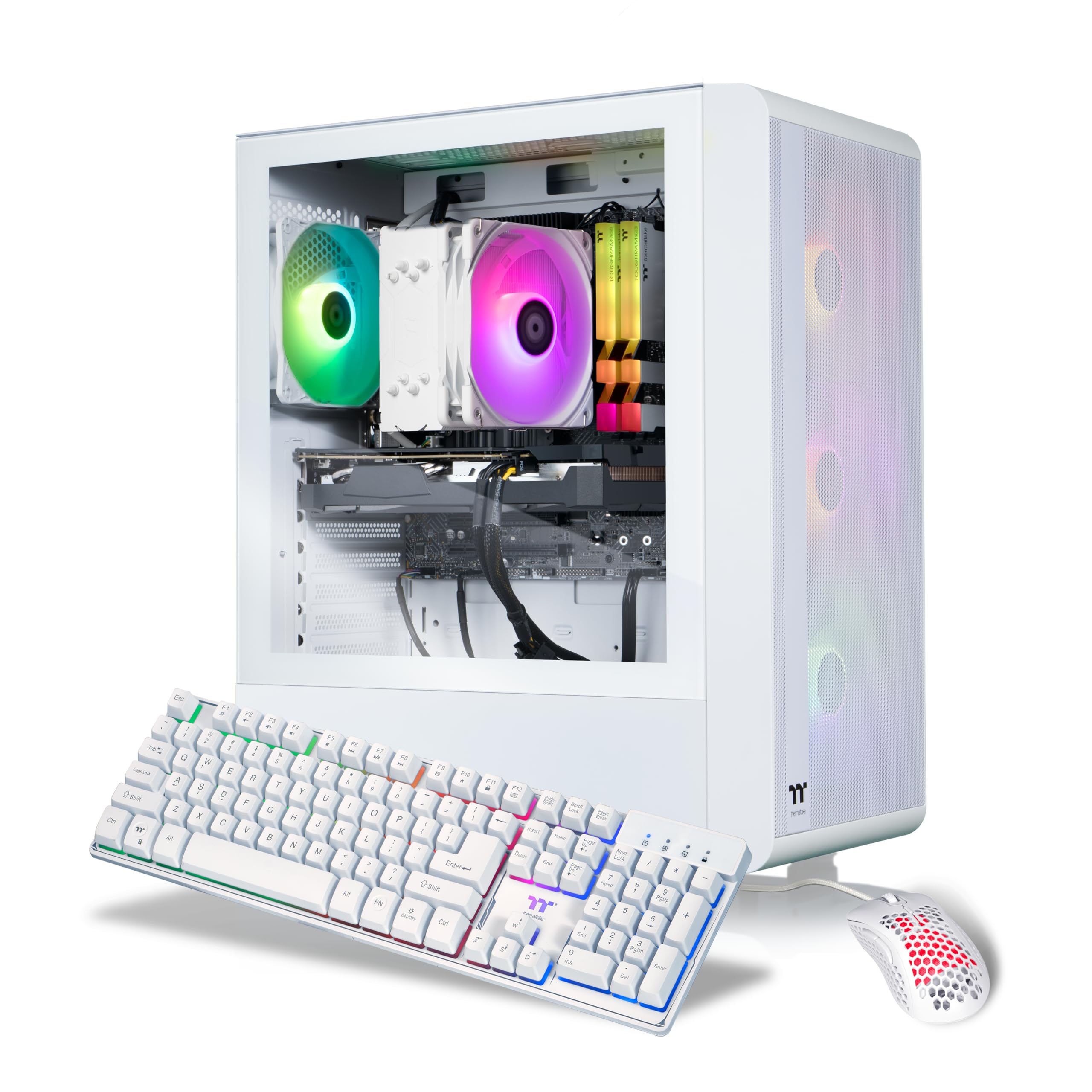 Thermaltake LCGS Quartz i1460 Gaming Desktop (Intel Core™ i5-14400F, ToughRam DDR4 3600Mhz 16GB RGB Memory, NVIDIA GeForce® RTX 5060, 1TB NVMe M.2, WiFi, Windows 11) S2QT-B760-560-LCS - Flex Gamingproduct_type