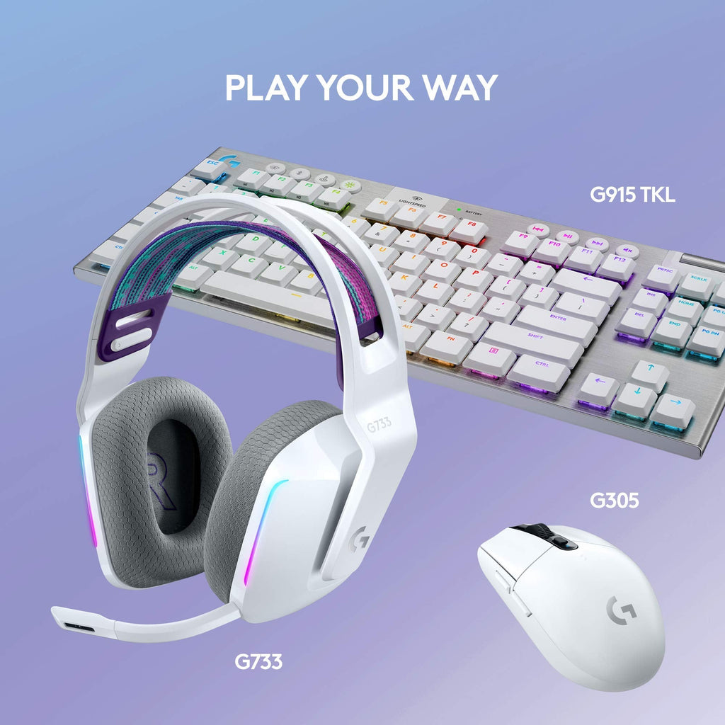 Logitech G733 Lightspeed Wireless Gaming Headset, Suspension Headband, Lightsync RGB, Blue VO!CE Mic, PRO-G Audio – Black, Gaming Headset Wireless, PC, PS5, PS4, Switch Compatible - Flex Gamingproduct_type