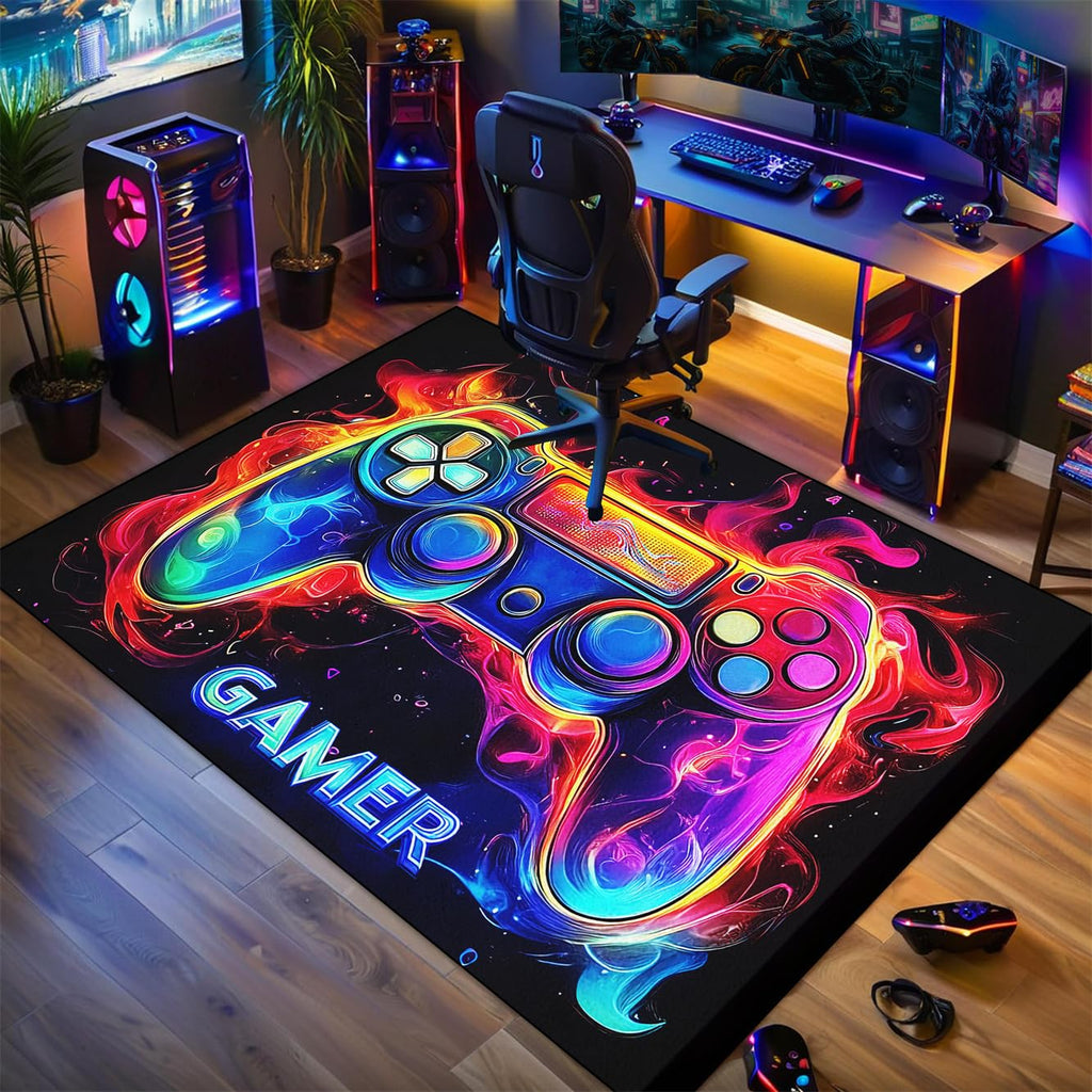 Video Game Shaped Carpet Rug - Gamepad Shaped Area Rug for Boys Bedroom Gaming Themed Area Rugs Kids Boys Gaming Room Decor, 4.5x6 Feet - Flex Gamingproduct_type