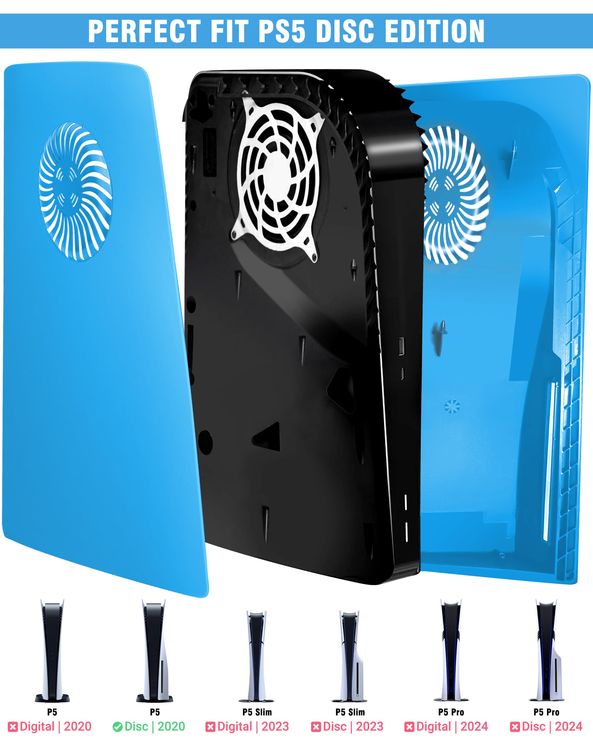 Joso Faceplate for PS5 Disc Edition, Anti-Scratch Dustproof Case Replacement, Cover Skin Compatible with PS5 Console with a Disc Drive, Plates for PS5 Accessories, Easy Installation - Black - Flex Gamingproduct_type