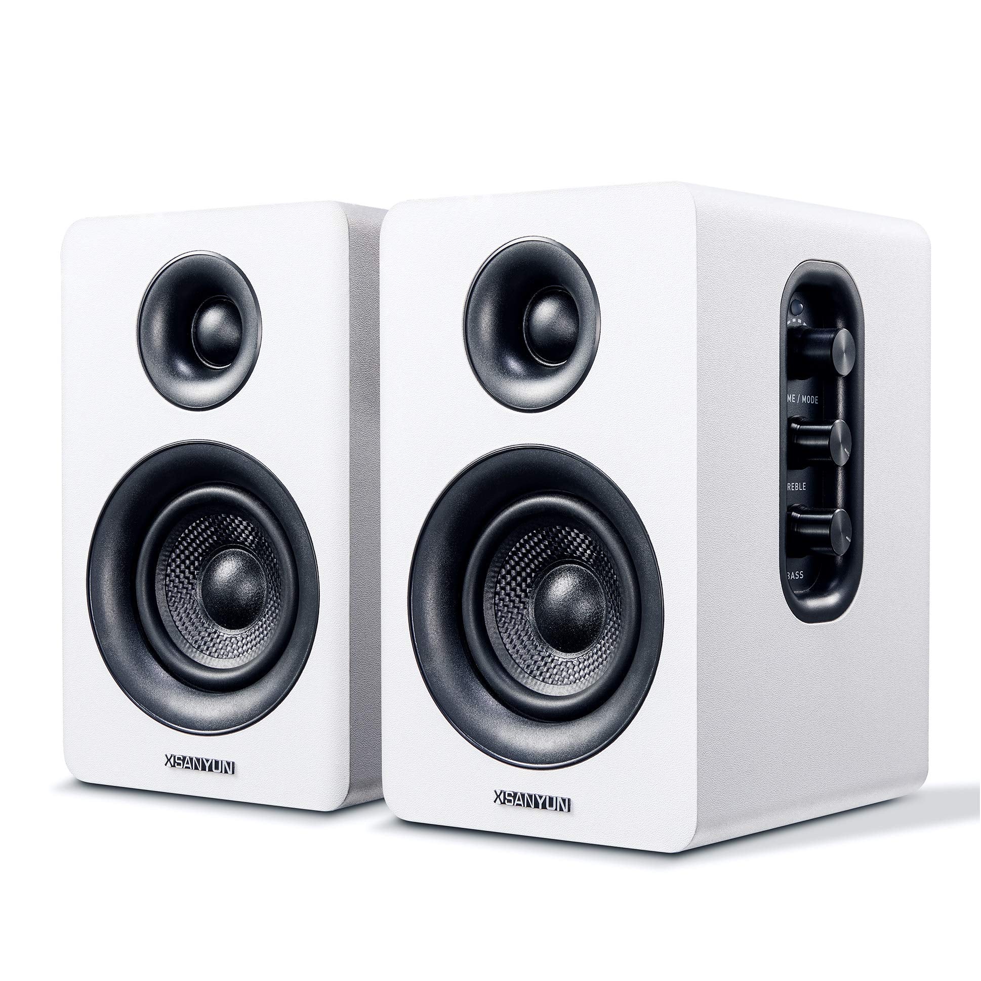 Sanyun SW208 3" Active Bluetooth 5.0 Bookshelf Speakers – 60W Carbon Fiber Speaker Unit - Built-in 24bit DAC - Dynamic 3D Surround Sound – 2.0 Computer PC Monitor Gaming Speakers (Pair, Black) - Flex Gamingproduct_type