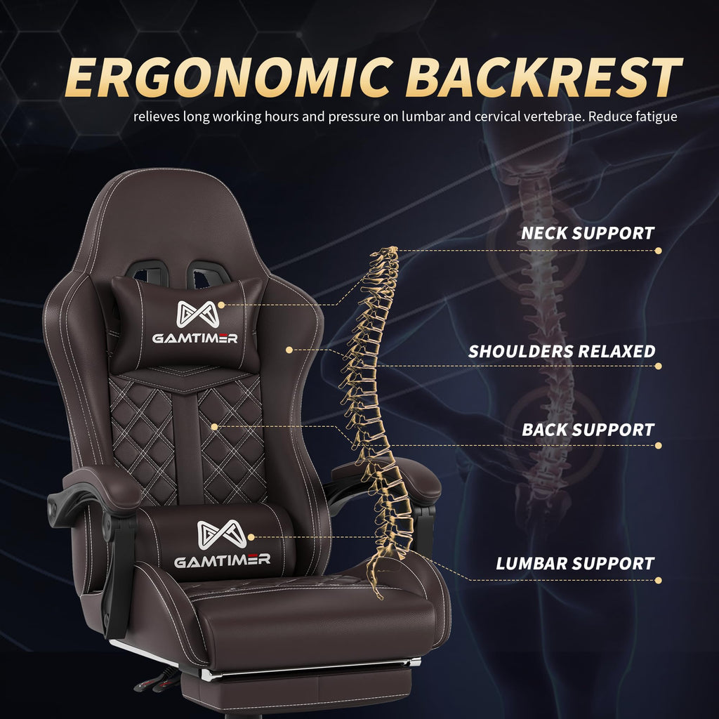 Gamtimer Gaming Chair, 400 LB Weight Capacity,with Pocket Spring Cushion | Ergonomic Backrest Office Chair,Leather, with Headrest and Lumbar Support, Footrest, Suitable for Adults(Blue) - Flex Gamingproduct_type
