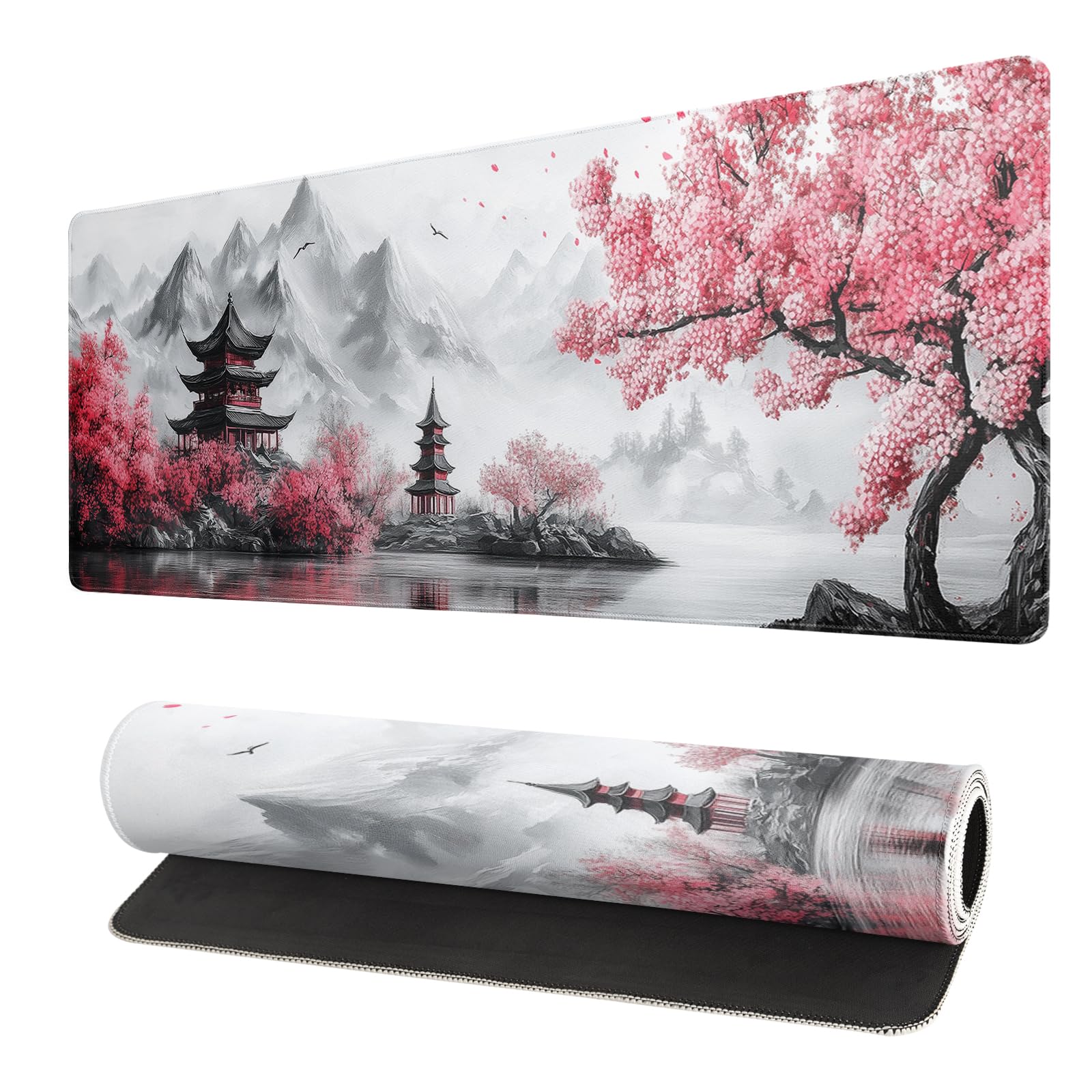 White Ukiyo-e Style Sports Car Large Gaming Mouse Pad Desktop Mat 31.5x11.8 Inch - Non-Slip Rubber Base - for Gamers - Perfect for Gamers & PC Enthusiasts - Flex Gamingproduct_type