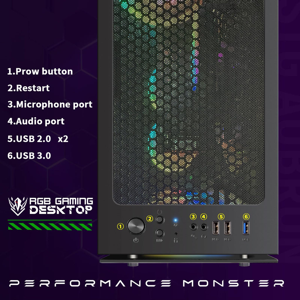 STGAubron Gaming PC Computer Desktop, GeForce GTX 1660 Ti 6G, Intel Core I7 up to 3.9GHz, 16G RAM, 512G SSD, WiFi 6, BT 5.0, RGB Fan x 4, Windows 11 Home,White - Flex Gamingproduct_type