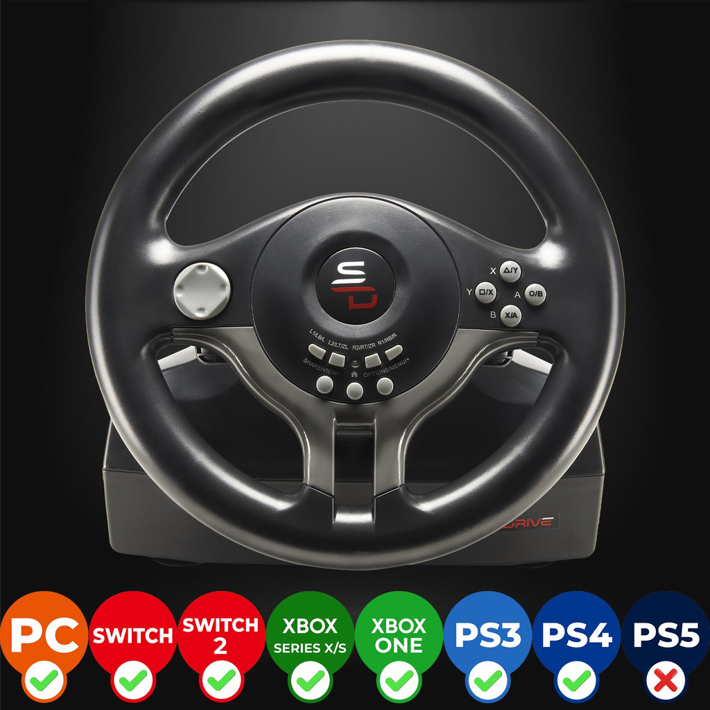 SUBSONIC - Superdrive SV250 Racing Wheel Switch 2/Switch PS4 PC Xbox Series | Steering Wheel with Pedals and Paddles - Vibration - 3 Sensitivity Modes - Diameter 22 cm, Rotation 180° - Flex Gamingproduct_type