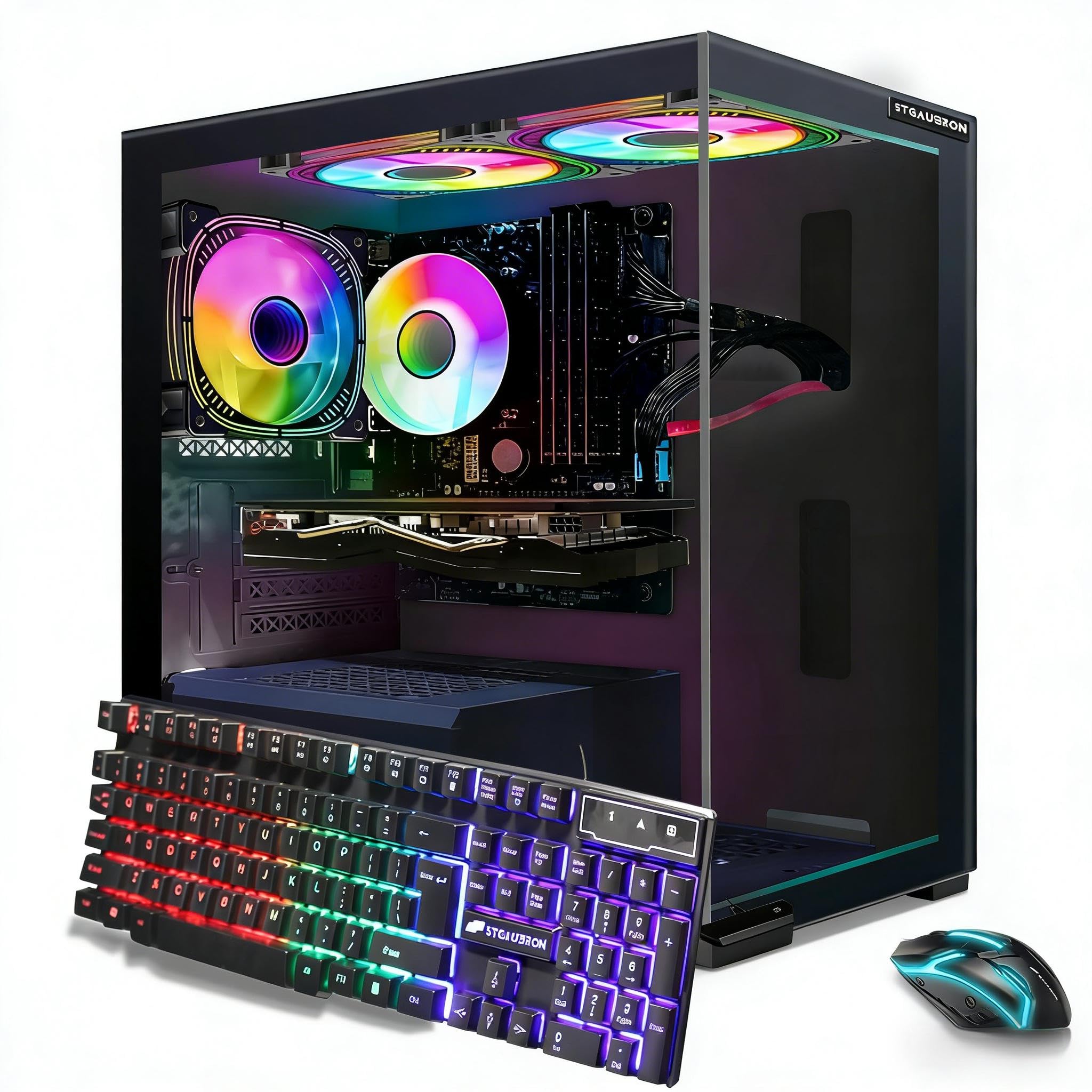 STGAubron Prebuilt Gaming PC Desktop, Radeon RX 560 4G, Intel Core i5 up to 3.6GHz, 16G RAM, 512G SSD, WiFi 6, BT 5.0, RGB Fan x2, Windows 11 Home - Flex Gamingproduct_type