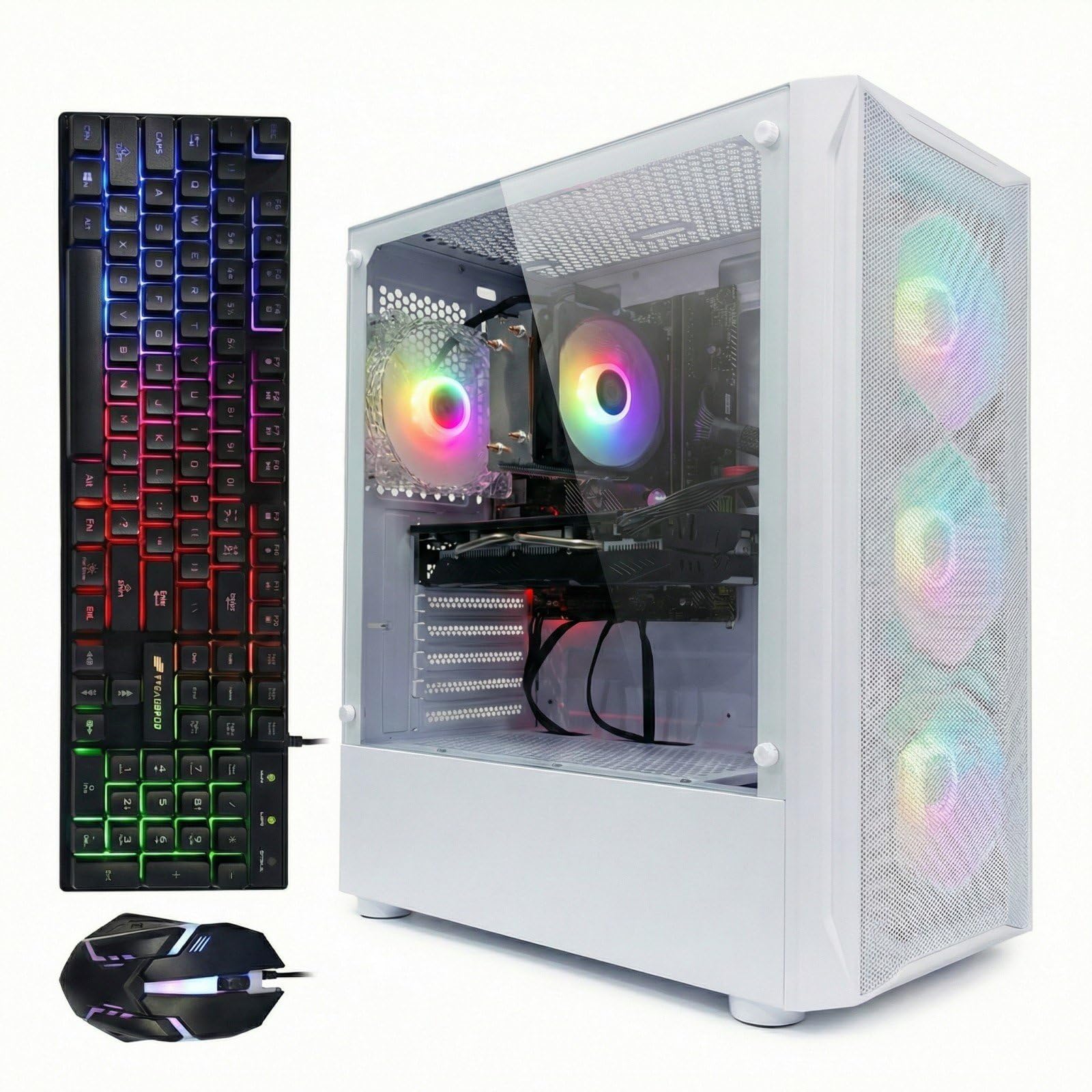 STGAubron Gaming PC Desktop Computer, Intel Core i7 up to 3.9GHz, Radeon RX 580 8G, 16G RAM, 512G SSD, WiFi 6, BT 5.0, RGB Fan x4, Windows 11 Home - Flex Gamingproduct_type