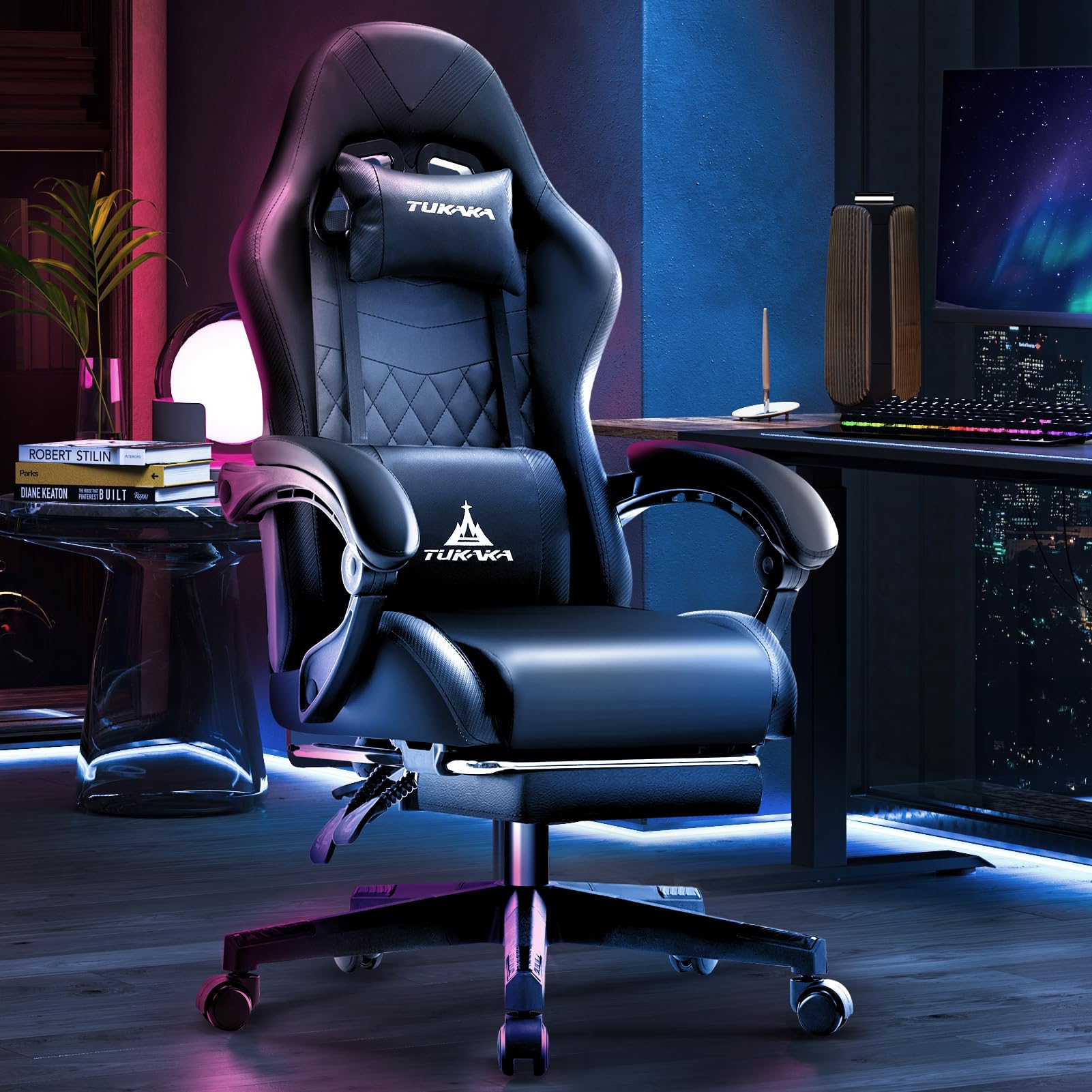 White Gaming Chair,Ergonomic Massage Office Desk Chair with Footrest | Pocket Spring Cushion,Reclining,Thick High Back,Headrest and Lumbar Support,Adjustable Leather Computer Chair Gamer Chair - Flex Gamingproduct_type