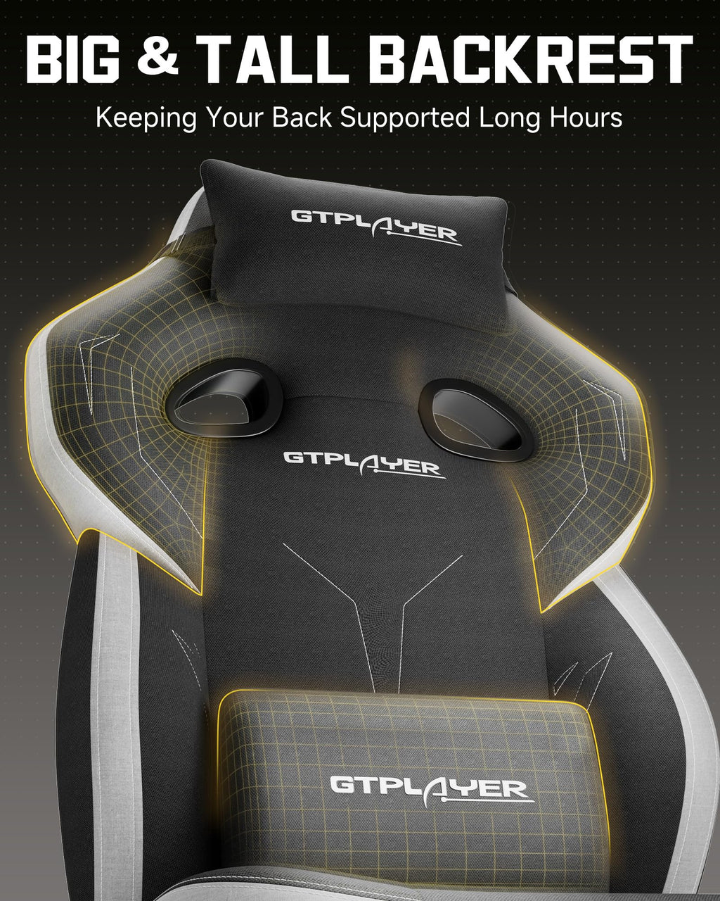 GTPLAYER Big & Tall Gaming Chair, 90°-155° Adjustable Reclining Office Seat with Footrest, Ergonomic Comfy Computer Desk Chair for Adults, Home Office Gaming Study Use, Black - Flex Gamingproduct_type