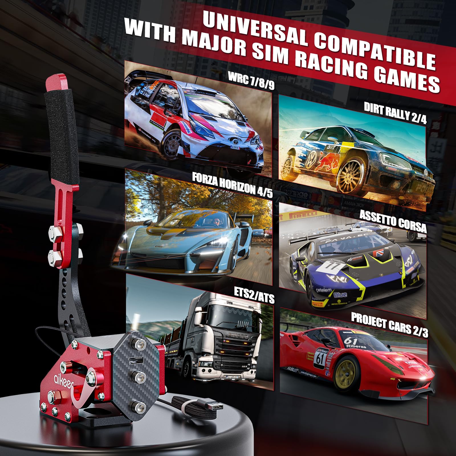 aikeec USB Handbrake for PS4 PS5: Compatible with Logitech G27 G29- PC Handbrake Compatible for G27 G29 G920 Thrusmsater T300 T500 Sim Racing Handbrake - Flex Gamingproduct_type