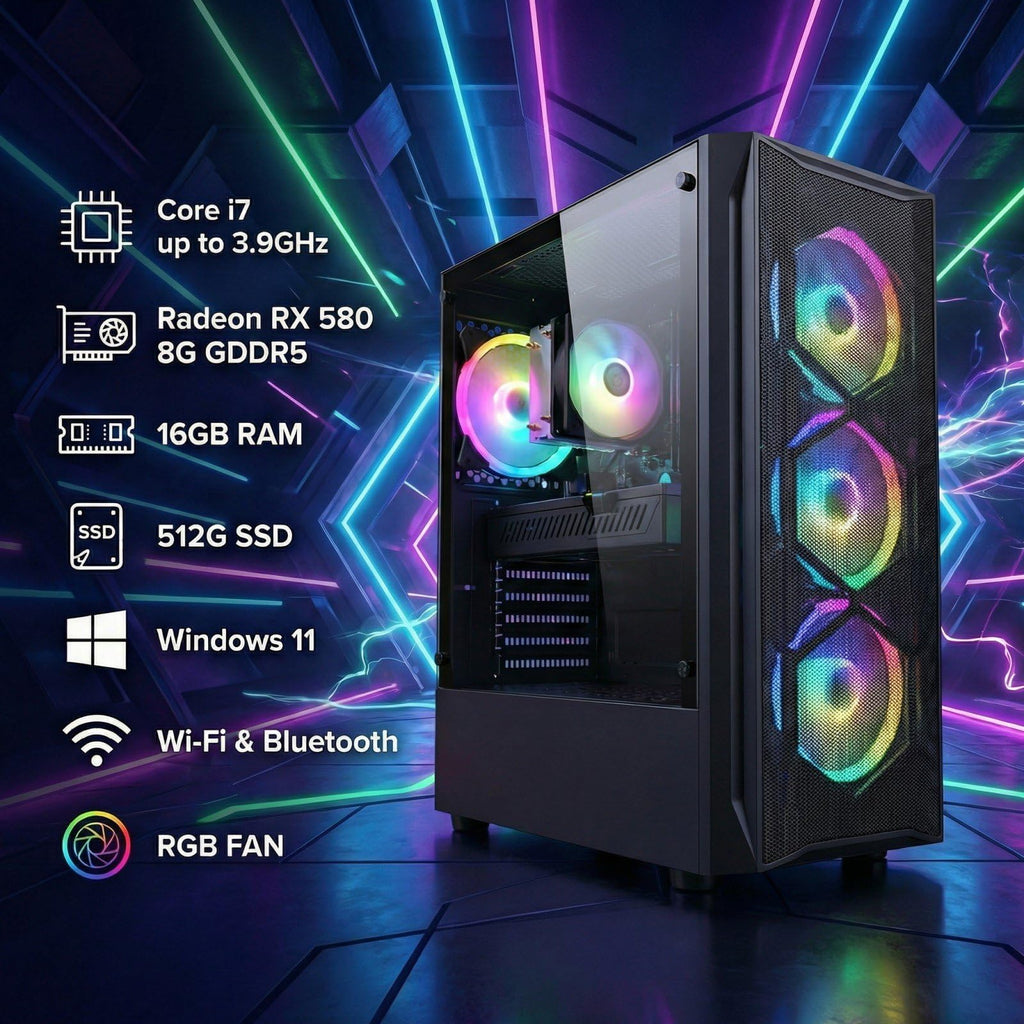 STGAubron Gaming PC Computer Desktop, GeForce GTX 1660 Ti 6G, Intel Core I7 up to 3.9GHz, 16G RAM, 512G SSD, WiFi 6, BT 5.0, RGB Fan x 4, Windows 11 Home,White - Flex Gamingproduct_type