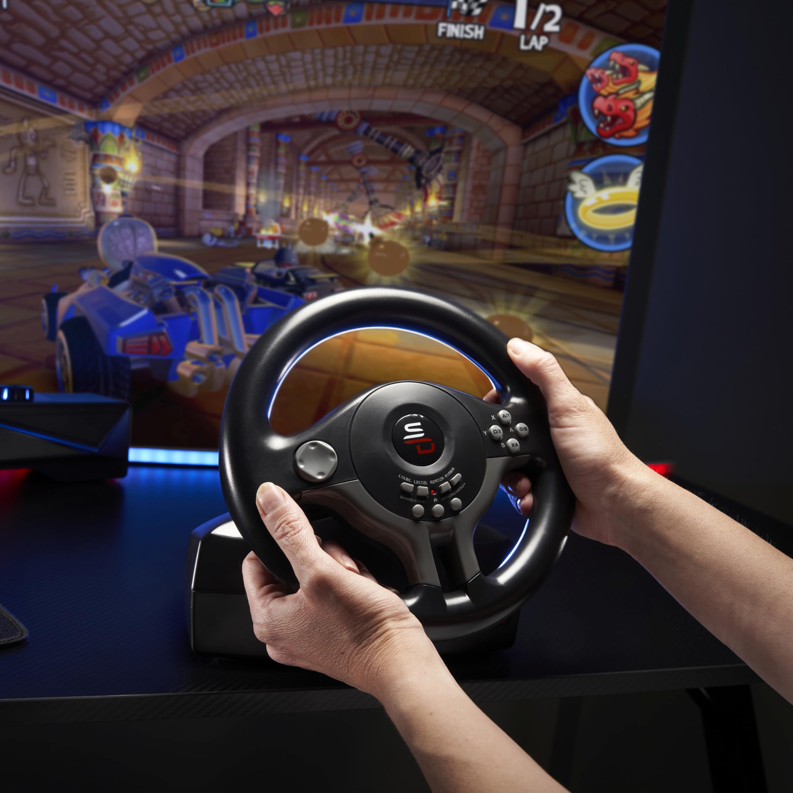 SUBSONIC - Superdrive SV250 Racing Wheel Switch 2/Switch PS4 PC Xbox Series | Steering Wheel with Pedals and Paddles - Vibration - 3 Sensitivity Modes - Diameter 22 cm, Rotation 180° - Flex Gamingproduct_type