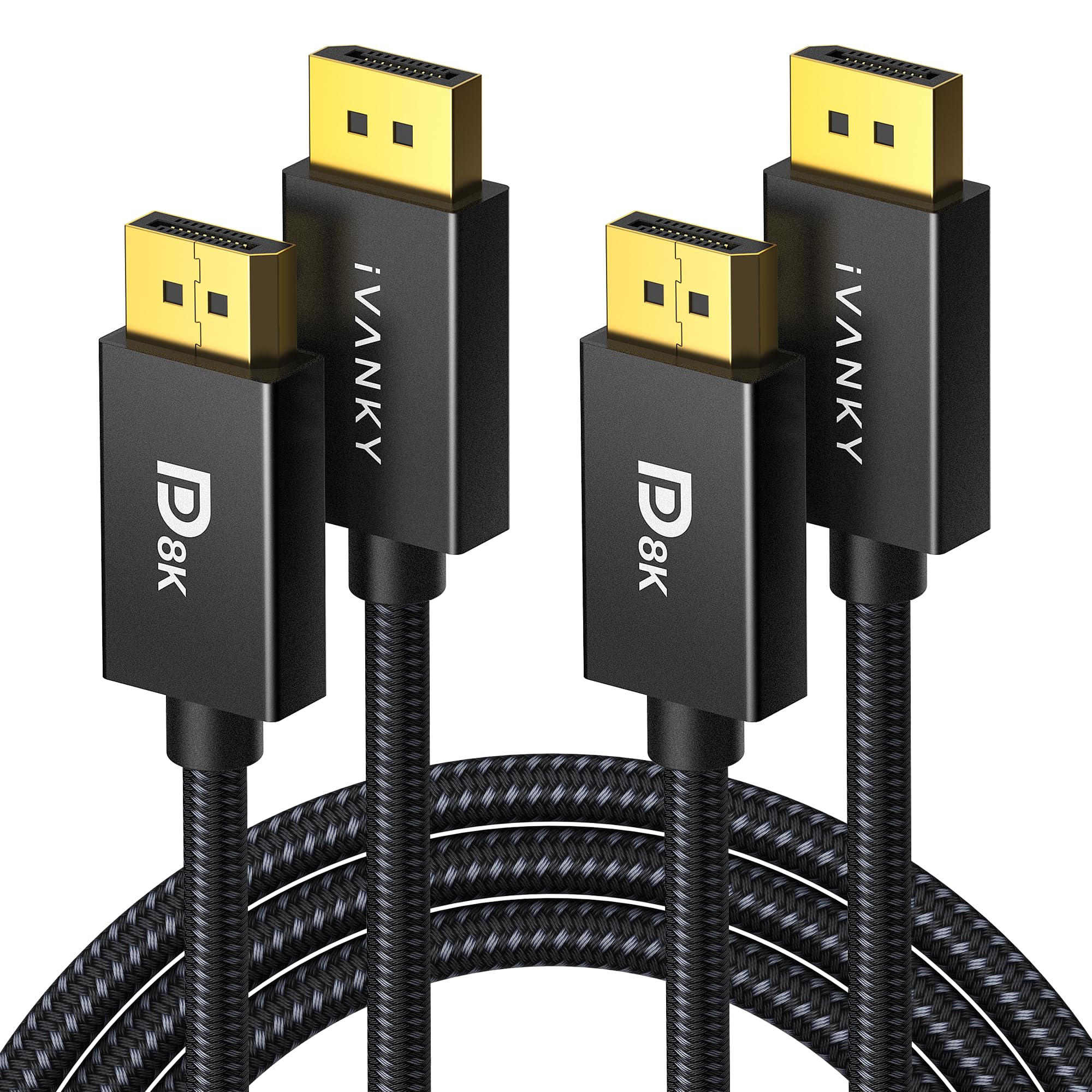 IVANKY 8K DisplayPort Cable 1.4, VESA Certified DP Cable 6.6ft (8K@60Hz, 4K@240Hz, 2K@240Hz)HBR3 Support 32.4Gbps, HDR, HDCP 2.2, FreeSync G-Sync, Braided Display Port for Gaming Monitor, Graphics, PC - Flex Gamingproduct_type