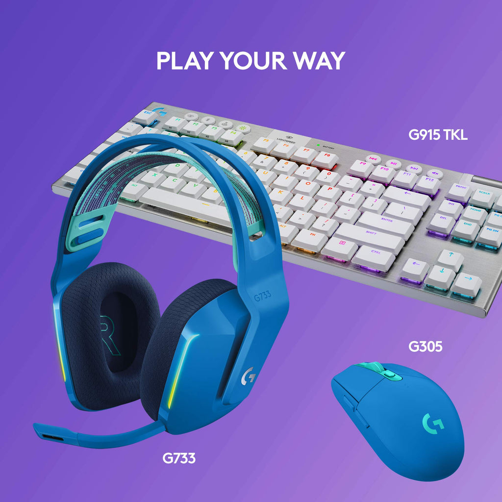 Logitech G733 Lightspeed Wireless Gaming Headset, Suspension Headband, Lightsync RGB, Blue VO!CE Mic, PRO-G Audio – Black, Gaming Headset Wireless, PC, PS5, PS4, Switch Compatible - Flex Gamingproduct_type