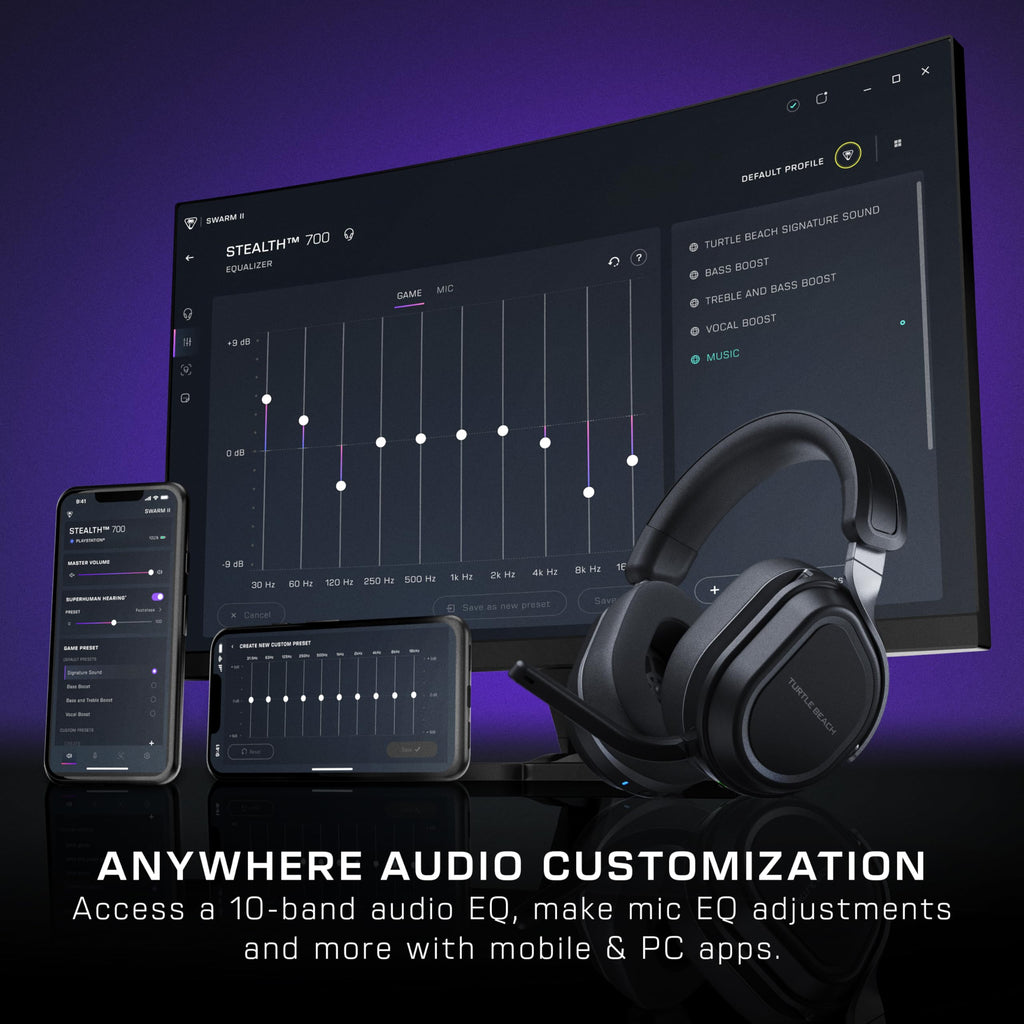 Turtle Beach Stealth 700 Wireless Multiplatform Gaming Headset for PS5 & PC | PlayStation, PS4, Bluetooth, 60mm Dual Drivers, 80-Hr Battery, Noise-Cancelling Flip-to-Mute Mic, Dual Transmitters, Black - Flex Gamingproduct_type
