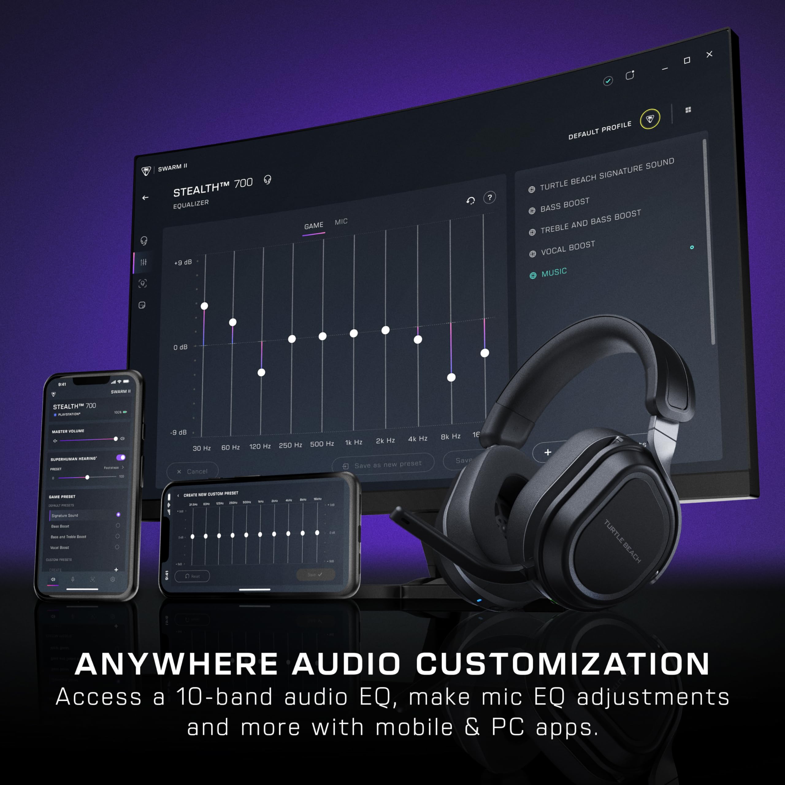 Turtle Beach Stealth 700 Wireless Multiplatform Gaming Headset for PS5 & PC | PlayStation, PS4, Bluetooth, 60mm Dual Drivers, 80-Hr Battery, Noise-Cancelling Flip-to-Mute Mic, Dual Transmitters, Black - Flex Gamingproduct_type