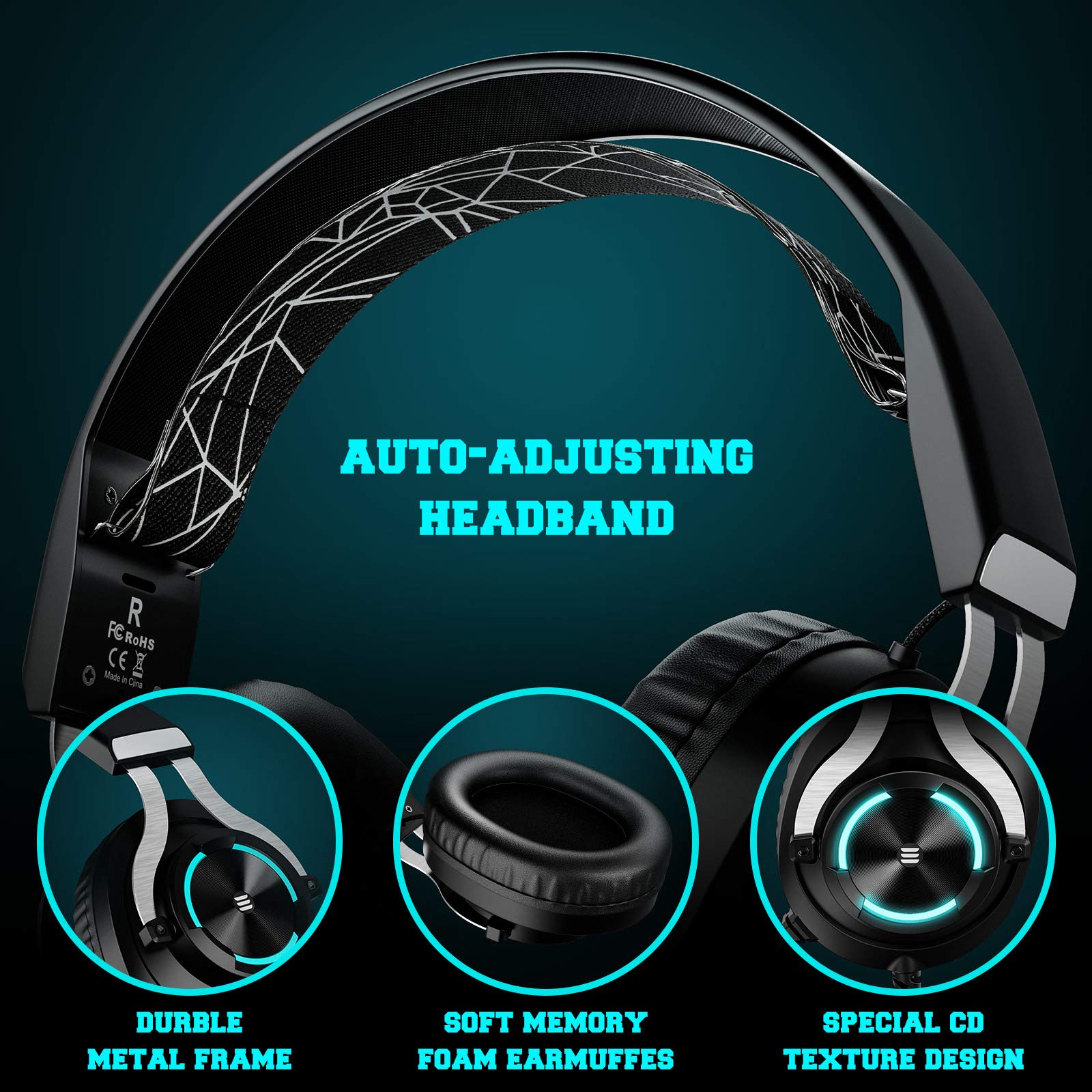 EKSA USB Gaming Headset for PC, Computer Gaming Headphones with Detachable Microphone Noise Cancelling, 7.1 Surround Sound, 50MM Driver, Wired Headset for PS4 PS5, Xbox One, Laptop (Yellow) - Flex Gamingproduct_type