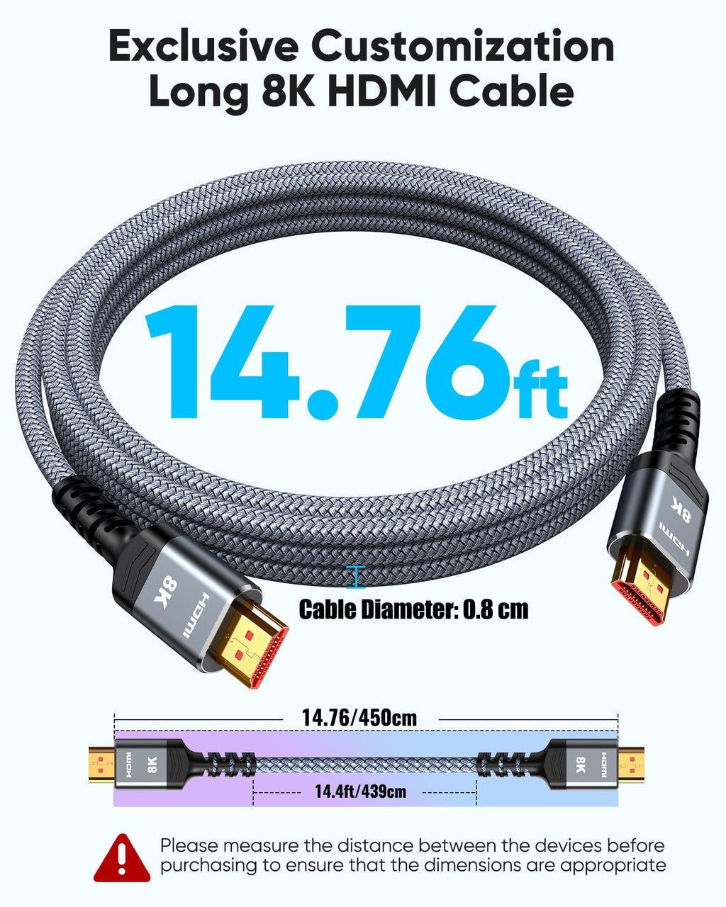 Highwings 8K 10K 4K HDMI Cable 48Gbps 6.6FT/2M, Certified Ultra High Speed 2.1 HDMI Cable Braided Cord-4K@120Hz 8K@60Hz, DTS:X, HDCP 2.2 & 2.3, HDR 10 Compatible with DVD Player/PS5/HDTV/Blu-ray - Flex Gamingproduct_type