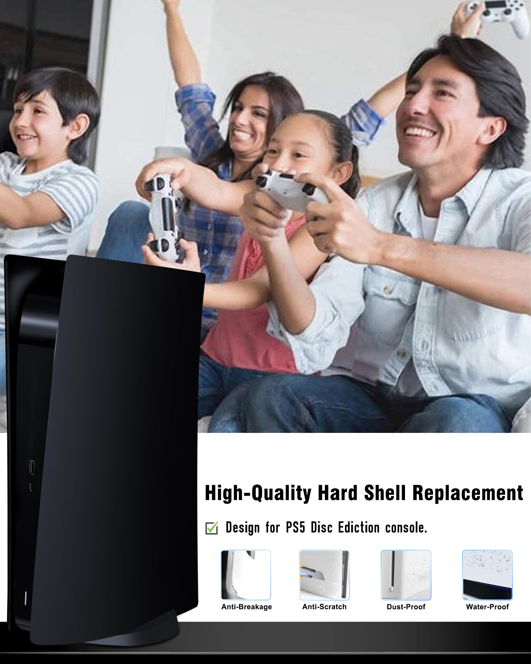 Joso Faceplate for PS5 Disc Edition, Anti-Scratch Dustproof Case Replacement, Cover Skin Compatible with PS5 Console with a Disc Drive, Plates for PS5 Accessories, Easy Installation - Black - Flex Gamingproduct_type