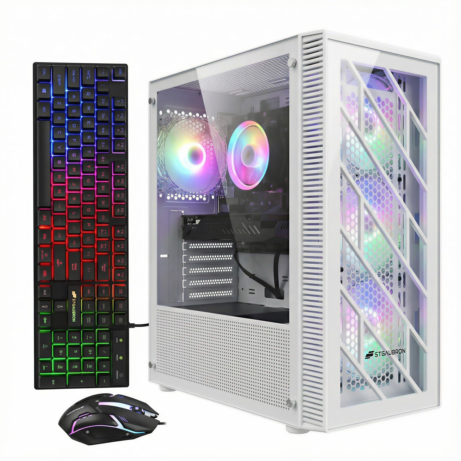 STGAubron Prebuilt Gaming PC Desktop, Radeon RX 560 4G, Intel Core i5 up to 3.6GHz, 16G RAM, 512G SSD, WiFi 6, BT 5.0, RGB Fan x2, Windows 11 Home - Flex Gamingproduct_type