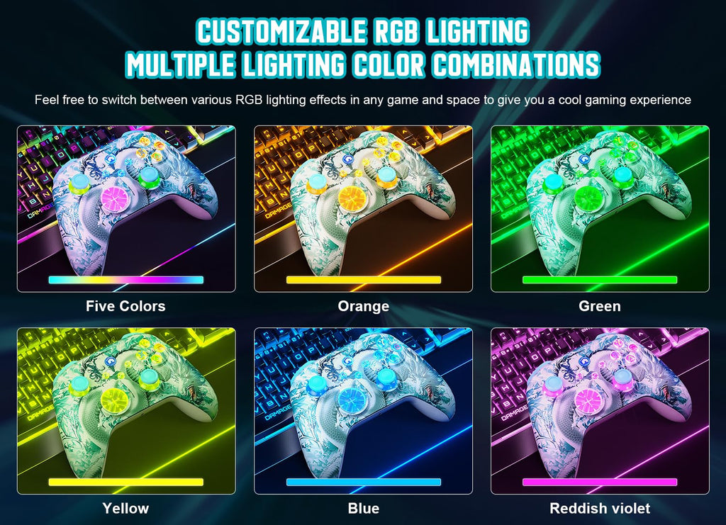 Gamrombo Wireless Gaming Controller Replacement for Xbox One, Xbox Series X|S, Xbox One S|X Controller with Hall Triggers, Hall Joysticks, Adjust RGB Light, Marco, Turbo, Audio Jack - Flex Gamingproduct_type
