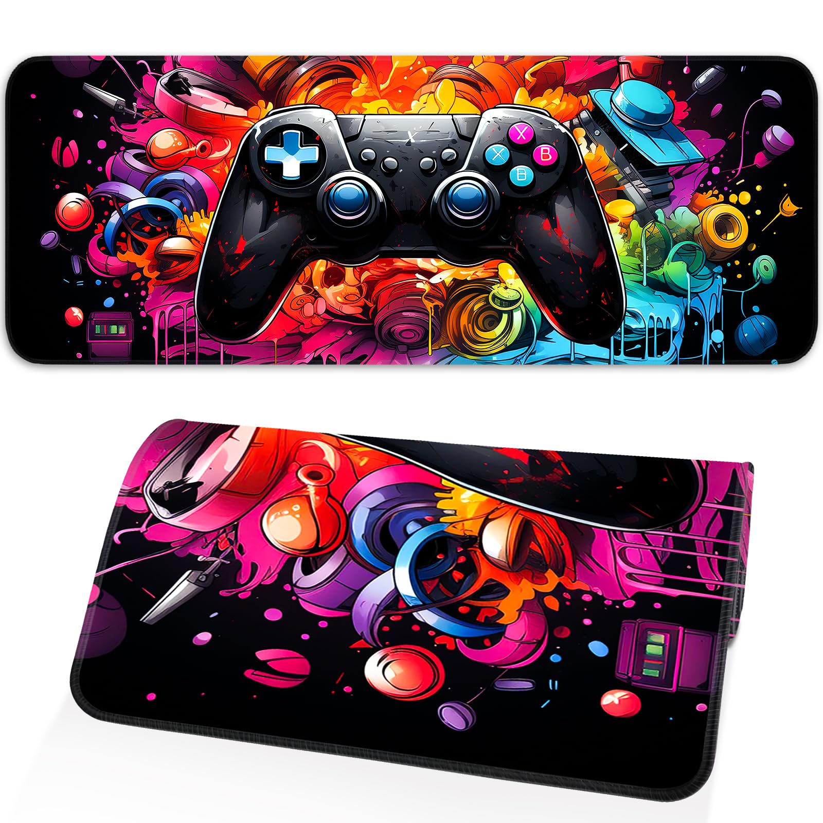 Japanese Dark Red Moon Gaming Mouse Pad, Extended Mouse Pad with Non-Slip Base, Full Keyboard Pad with Stitched Edges, Large Desk Pad for Gaming, Office, Home 31.5 x 11.8 Inch - Flex Gamingproduct_type