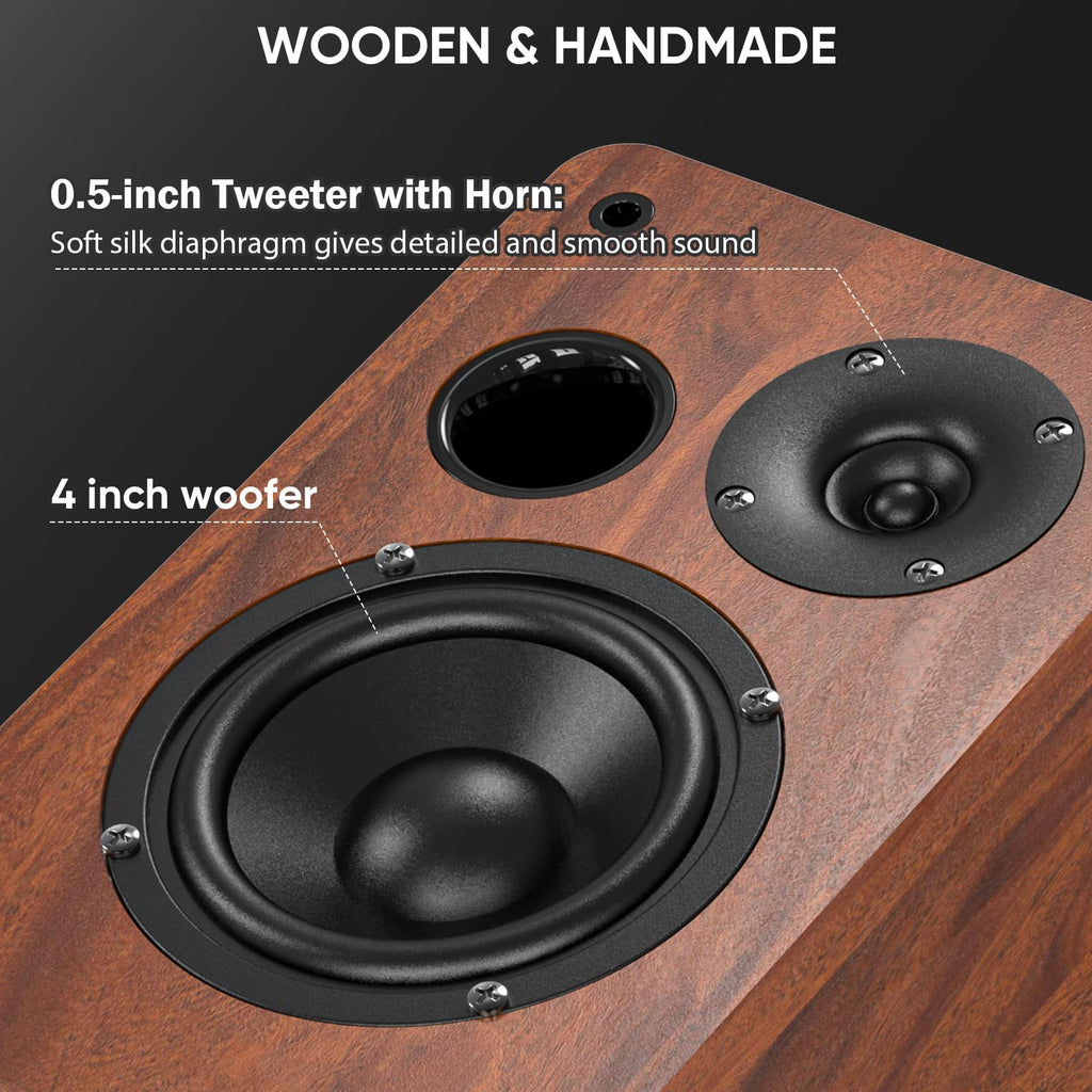 Saiyin Powered Bluetooth Bookshelf Speakers | 30W*2, 3.75 Inches Woofer, Bluetooth/Optical/Auxiliary/RCA Inputs, TV/Turntable/Record Player/Computer/PC - Flex Gamingproduct_type