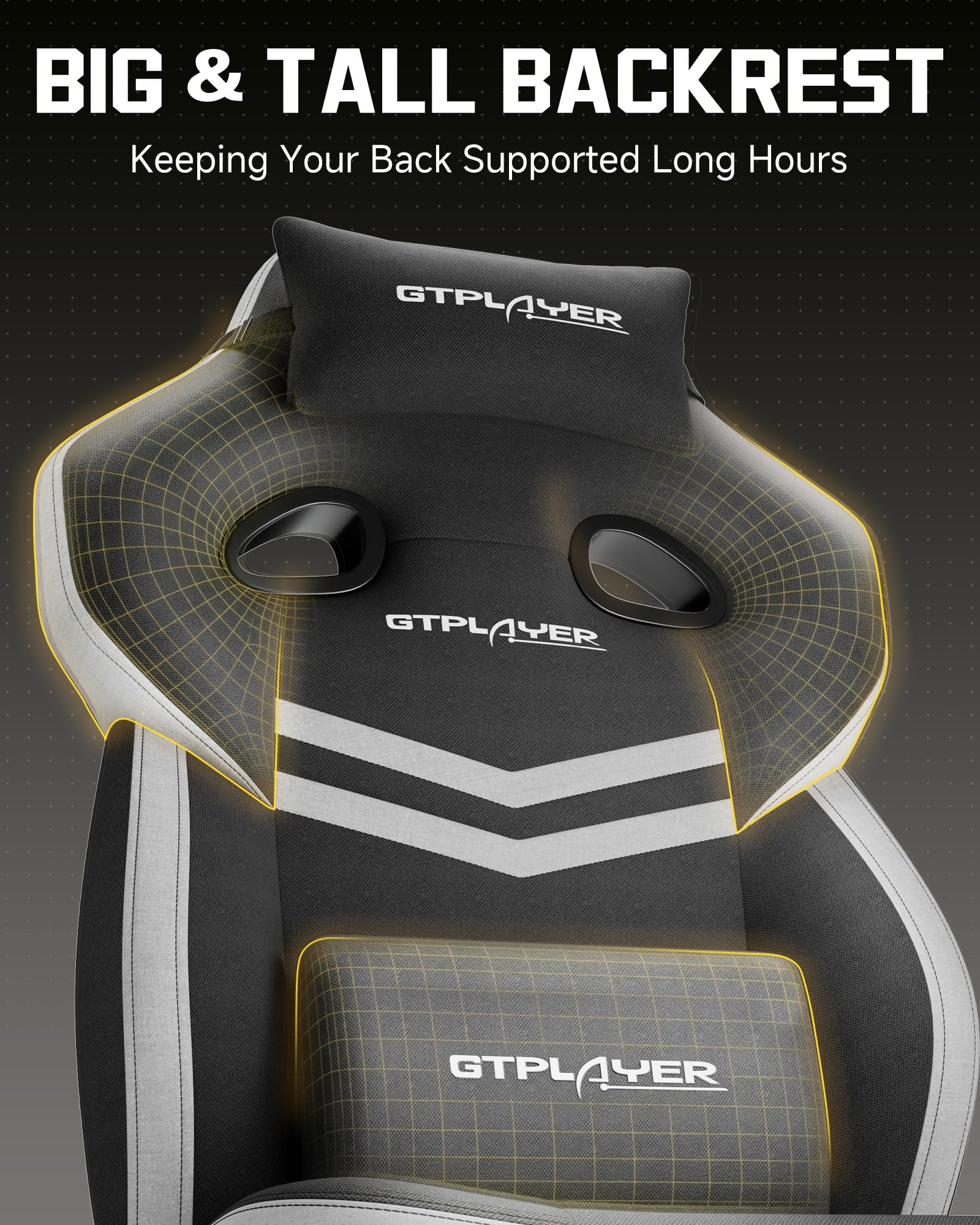 GTPLAYER Big & Tall Gaming Chair, 90°-155° Adjustable Reclining Office Seat with Footrest, Ergonomic Comfy Computer Desk Chair for Adults, Home Office Gaming Study Use, Black - Flex Gamingproduct_type