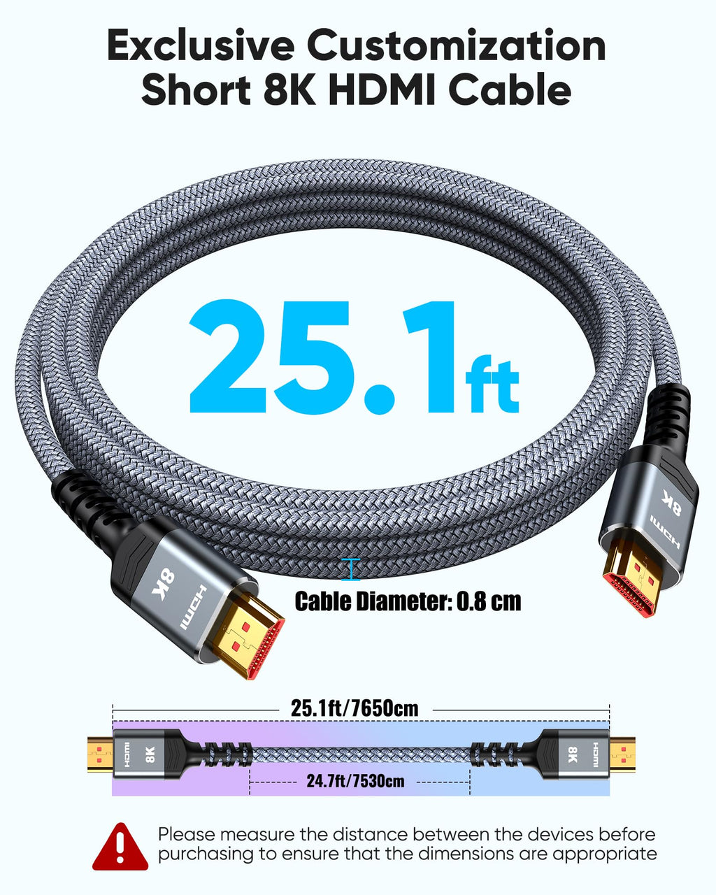 Highwings 8K 10K 4K HDMI Cable 48Gbps 6.6FT/2M, Certified Ultra High Speed 2.1 HDMI Cable Braided Cord-4K@120Hz 8K@60Hz, DTS:X, HDCP 2.2 & 2.3, HDR 10 Compatible with DVD Player/PS5/HDTV/Blu-ray - Flex Gamingproduct_type