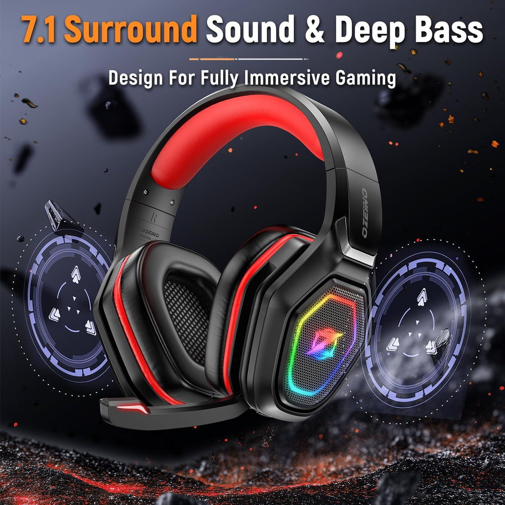 Ozeino 2.4GHz Wireless Gaming Headset for PC, Ps5, Ps4 - Lossless Audio USB & Type-C Ultra Stable Gaming Headphones with Flip Microphone, 40-Hr Battery Gamer Headset for Switch, Laptop, Mobile, Mac - Flex Gamingproduct_type
