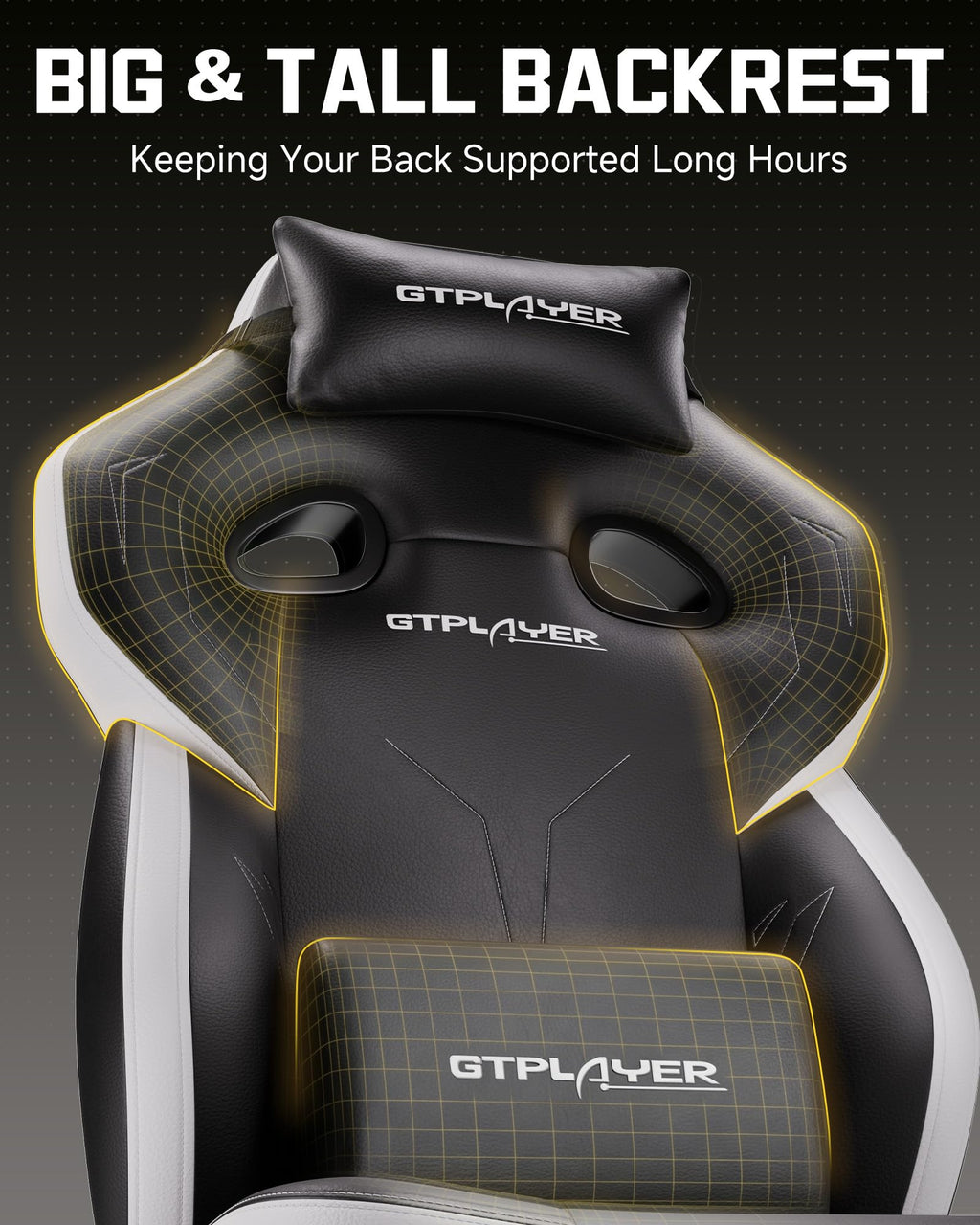 GTPLAYER Big & Tall Gaming Chair, 90°-155° Adjustable Reclining Office Seat with Footrest, Ergonomic Comfy Computer Desk Chair for Adults, Home Office Gaming Study Use, Black - Flex Gamingproduct_type