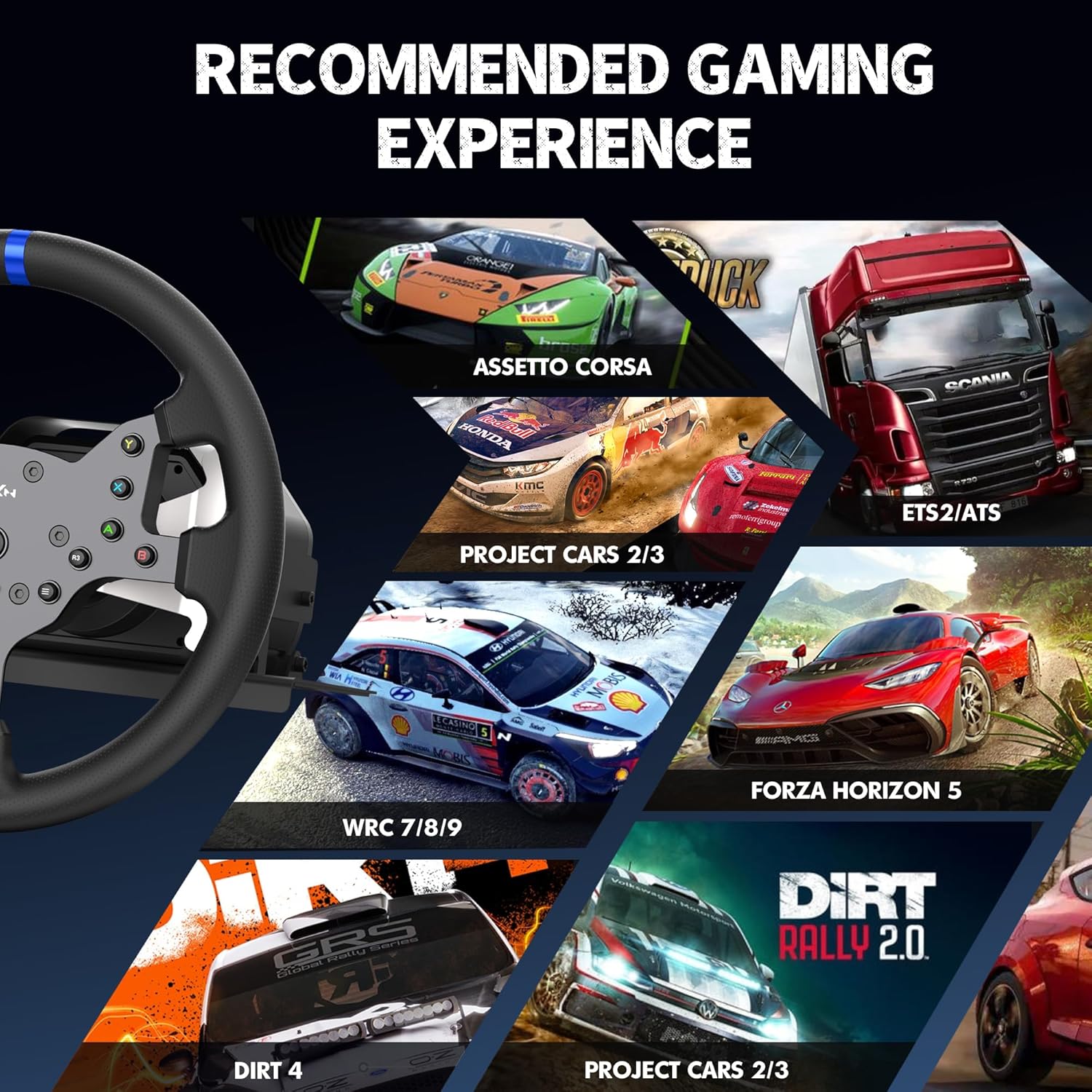 PXN V99 3.2Nm Force Feedback Gaming Steering Wheel | 270-900 Degree, 11.8-inch, Hall 3-Pedal, H Shifter - Sim Racing Wheel for PC, PS4, Xbox One, Xbox Series X|S - Flex Gamingproduct_type