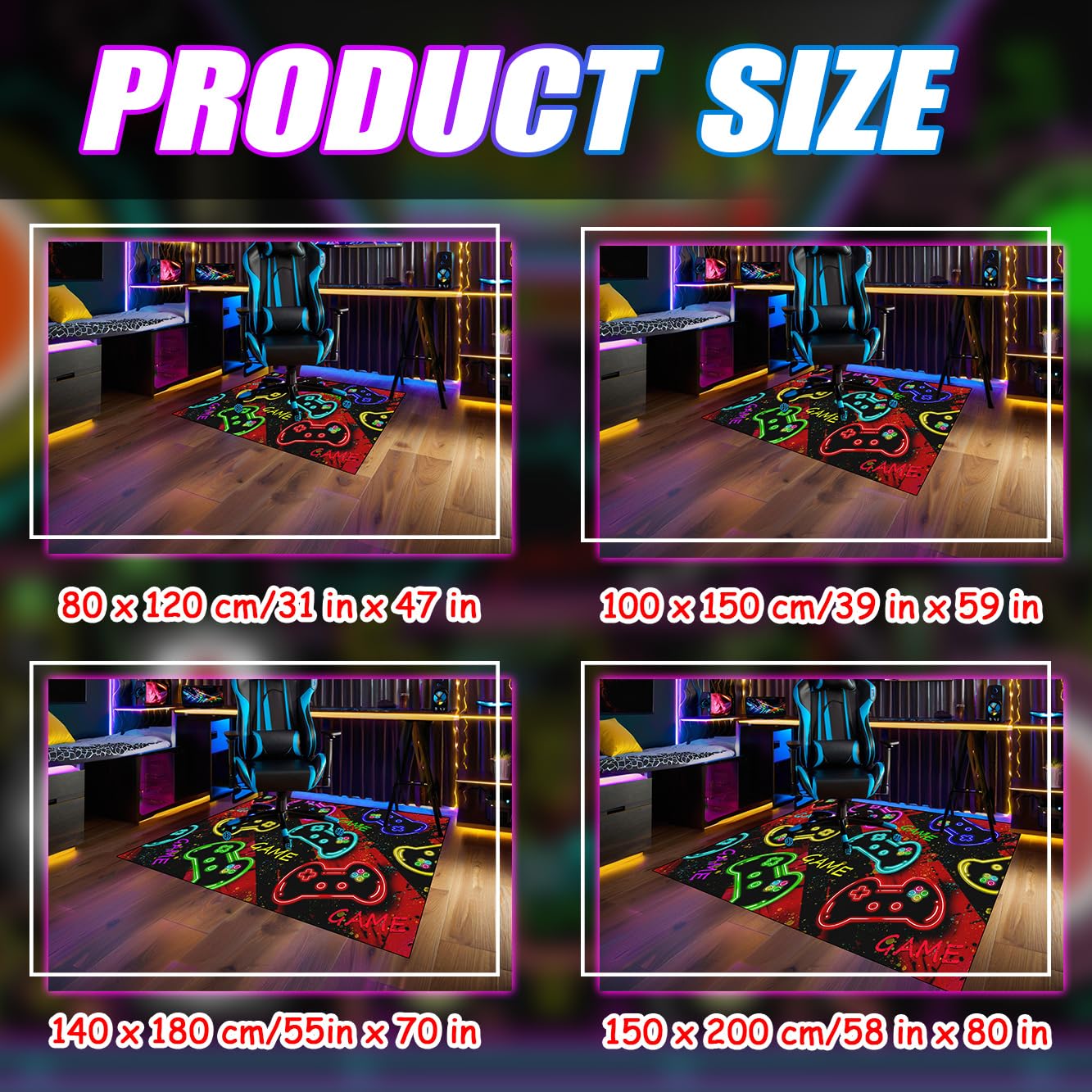 Video Game Shaped Carpet Rug - Gamepad Shaped Area Rug for Boys Bedroom Gaming Themed Area Rugs Kids Boys Gaming Room Decor, 4.5x6 Feet - Flex Gamingproduct_type