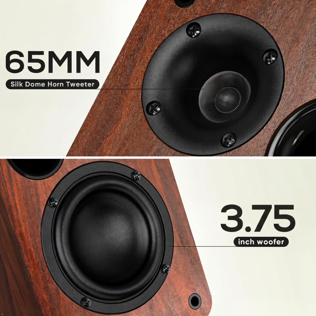 Saiyin Powered Bluetooth Bookshelf Speakers | 30W*2, 3.75 Inches Woofer, Bluetooth/Optical/Auxiliary/RCA Inputs, TV/Turntable/Record Player/Computer/PC - Flex Gamingproduct_type